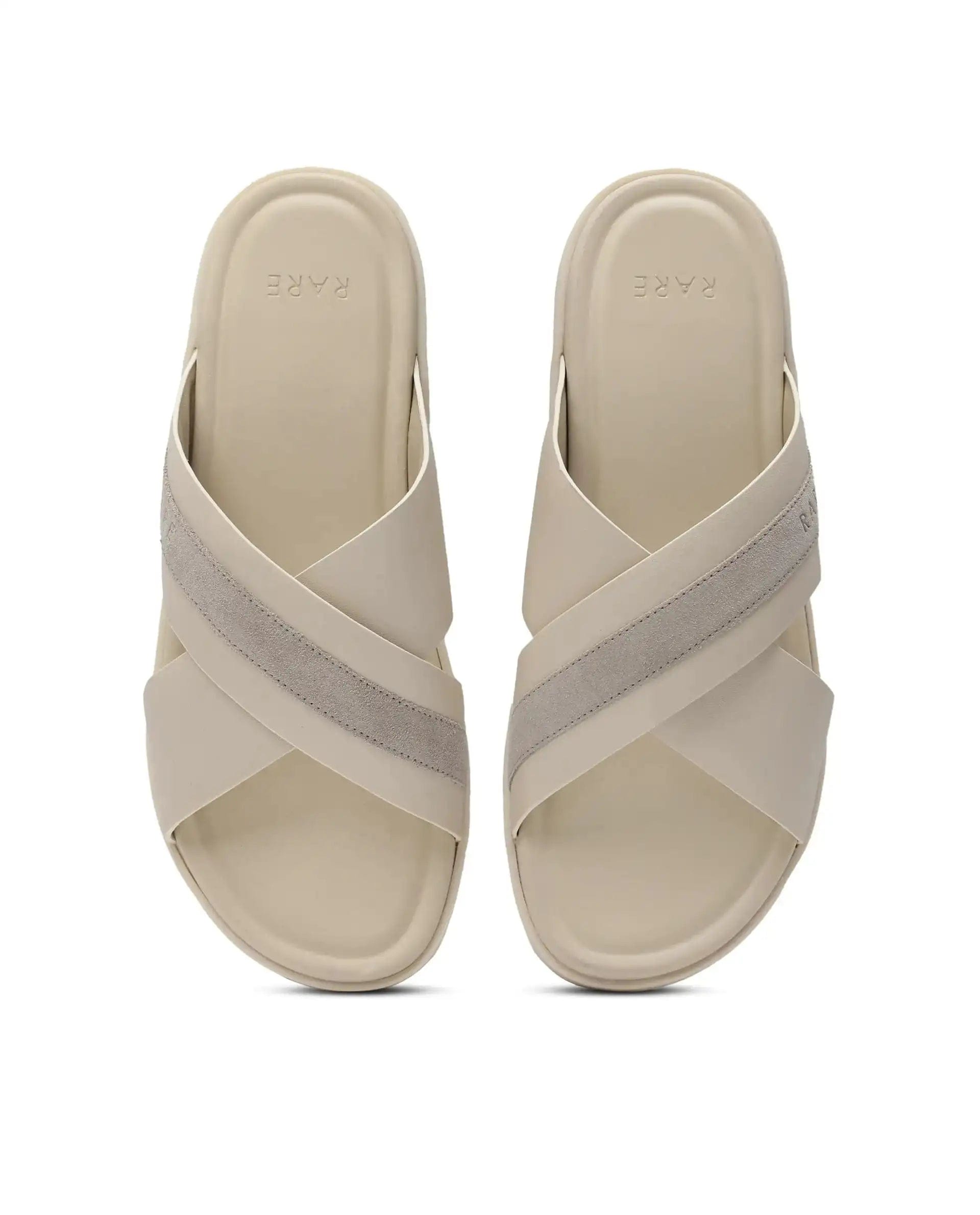 RAREZ Rare Rabbit Men's Stride Beige Slip - On Closure Sandal