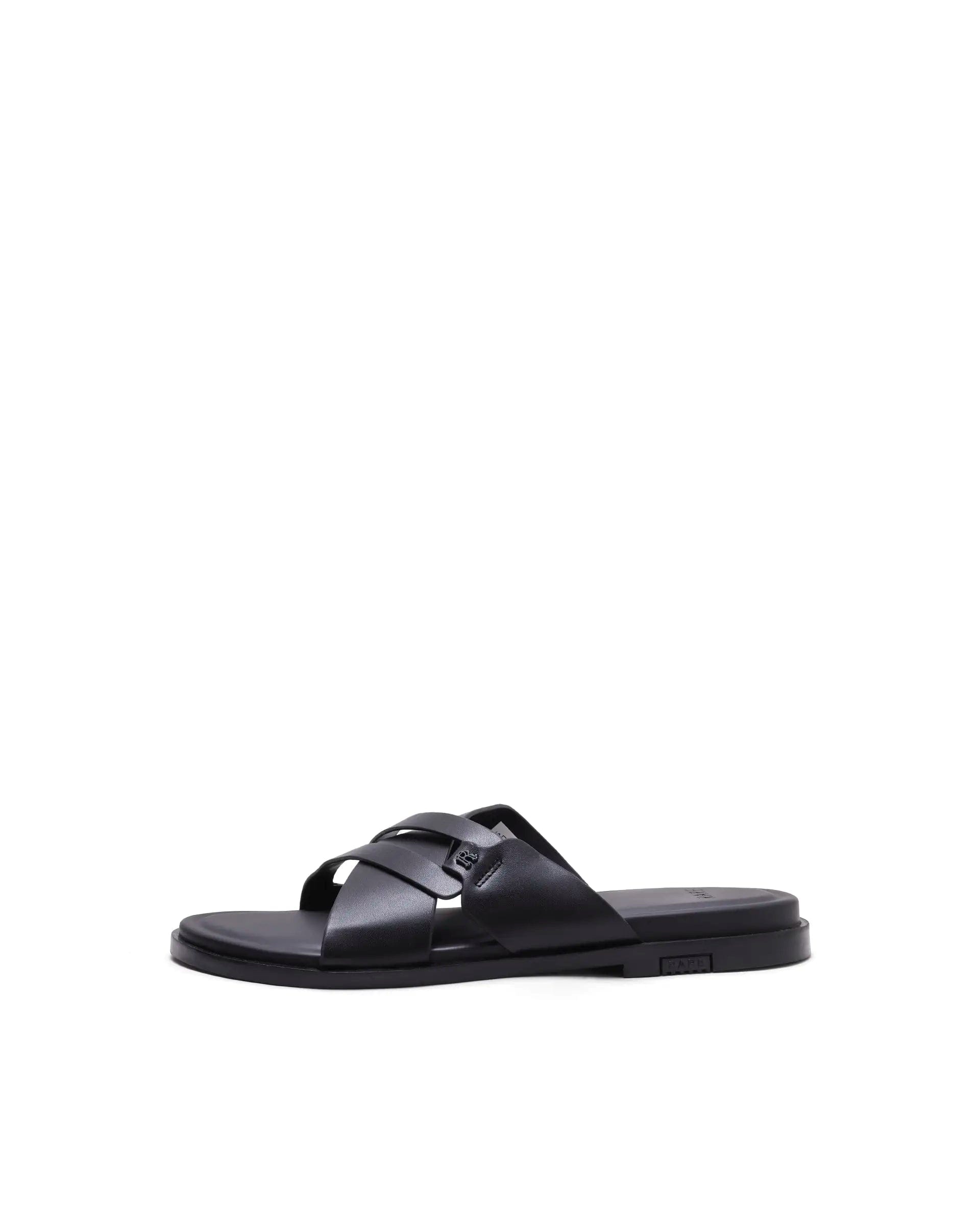 Rarez Men's Kross Black Leather Regular Sandal