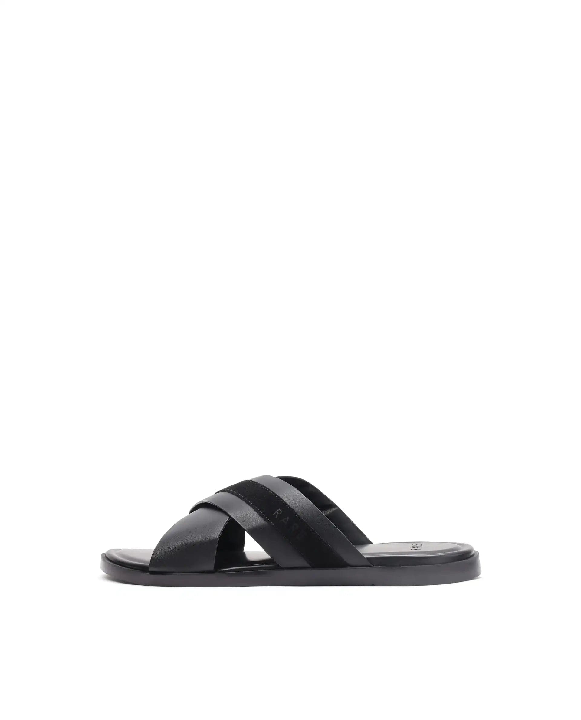 RAREZ Rare Rabbit Men's Stride Black Slip - On Closure Sandal