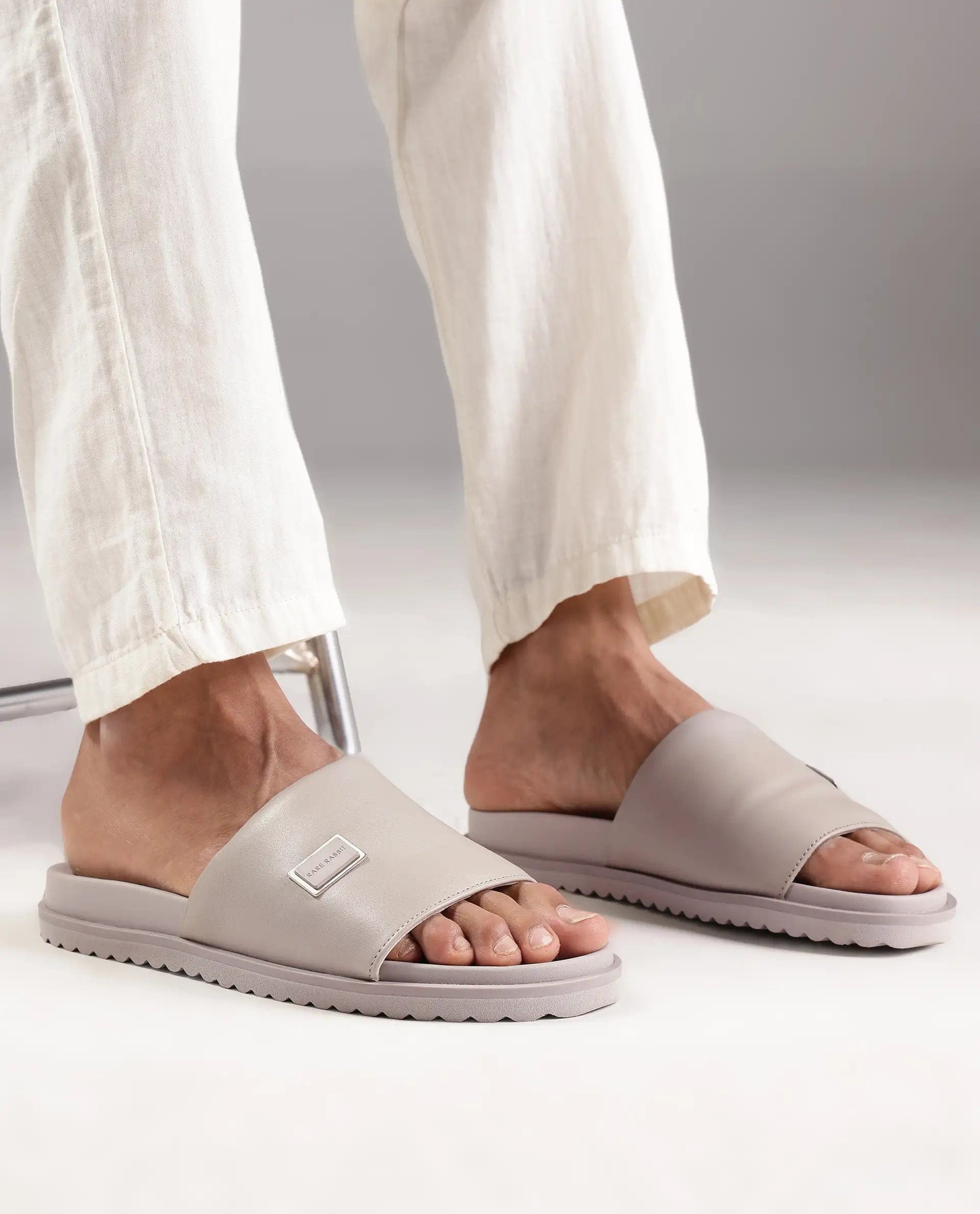 Rarez Men's Camden Light Grey Slip - On Closure Sandal