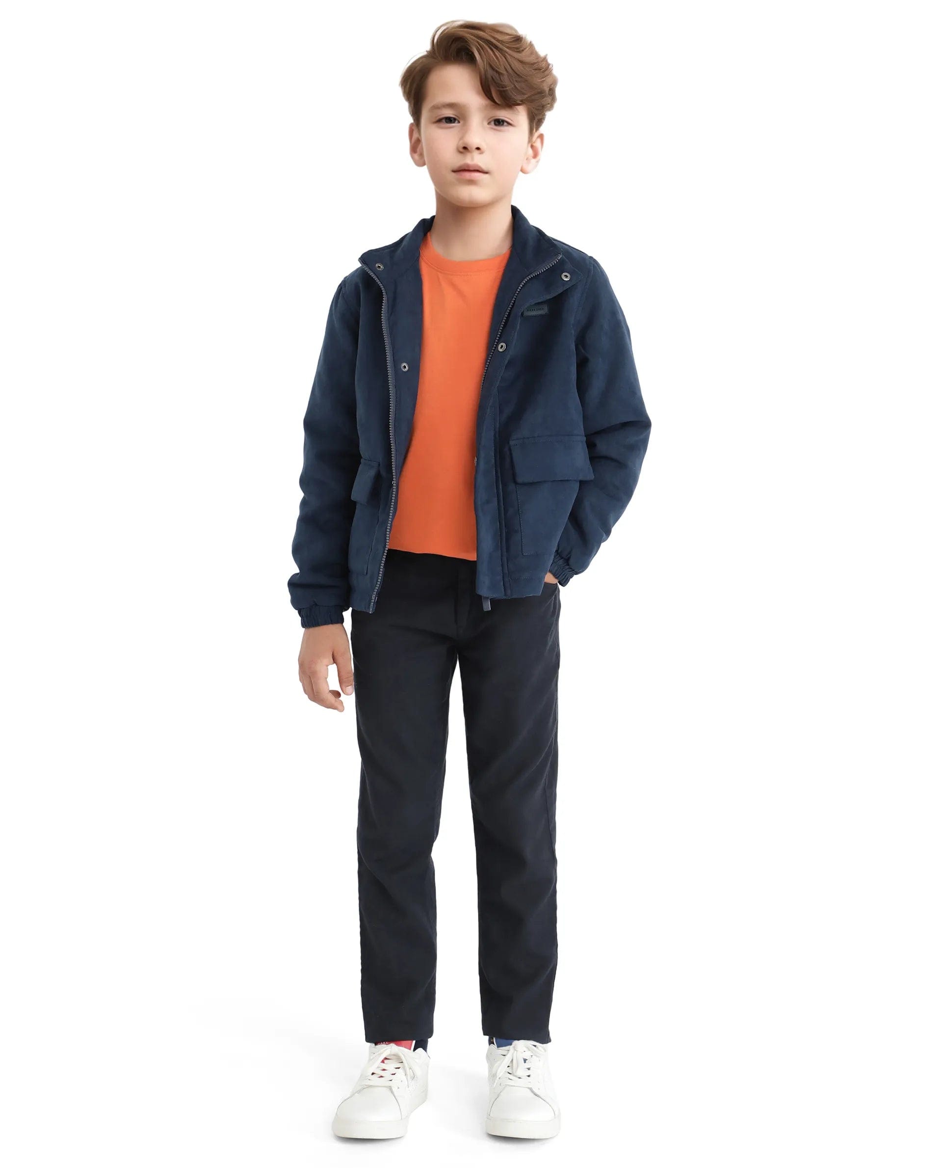 Rare Ones Kids Katpil Dark Blue Polyester Full Sleeve Solid Jacket