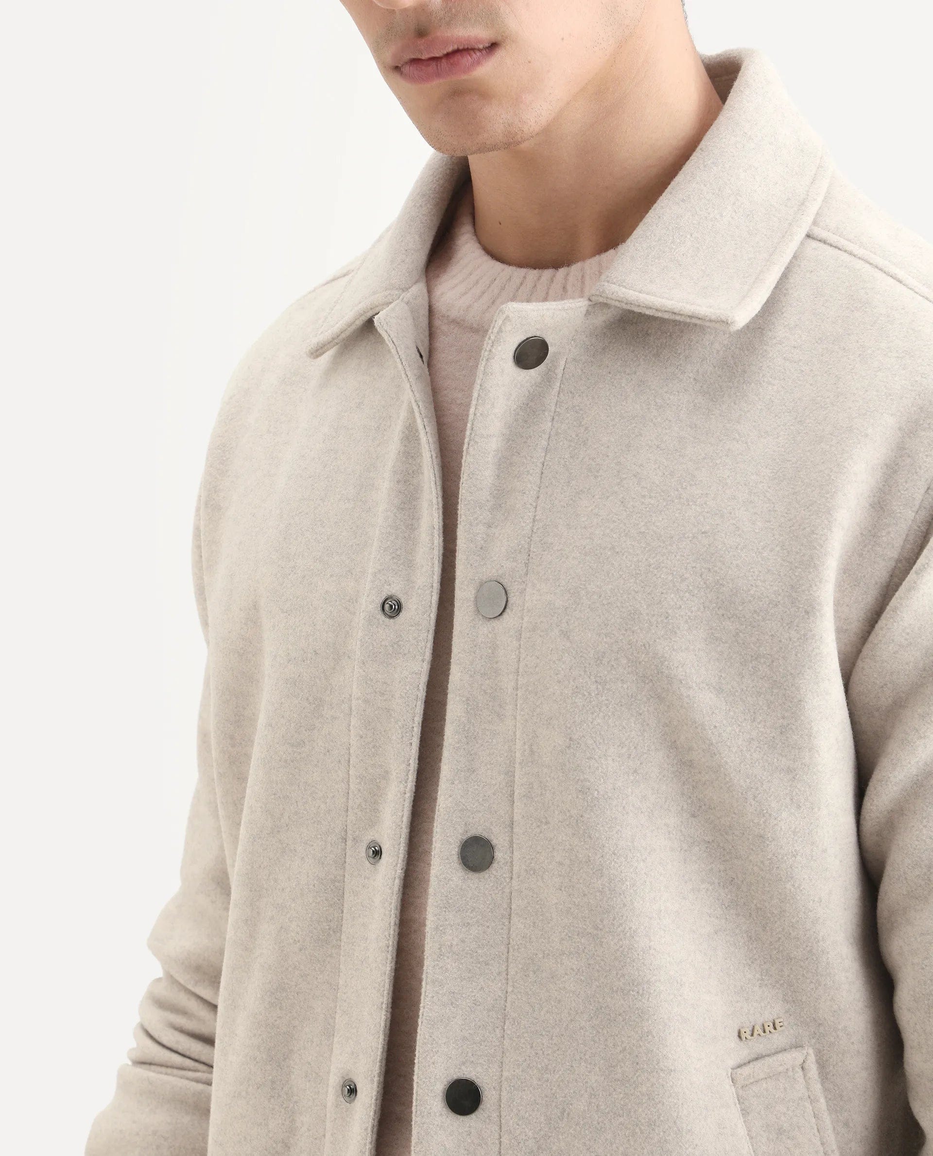 RARE Rabbit Men's Mahu Brown Cotton Blend Fabric Spread Collar Regular Fit Plain Jacket