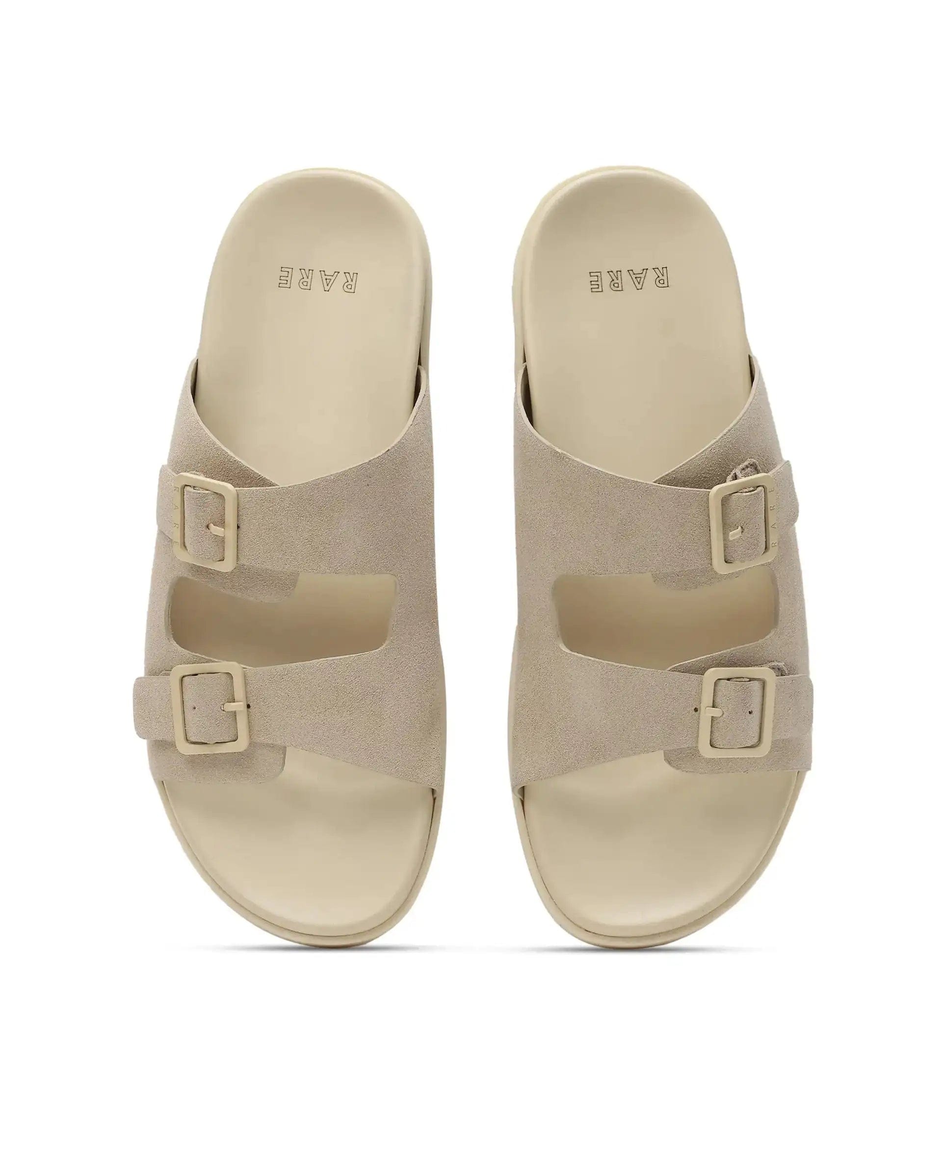 RAREZ Rare Rabbit Men's Raro Dark Beige Leather Sandal
