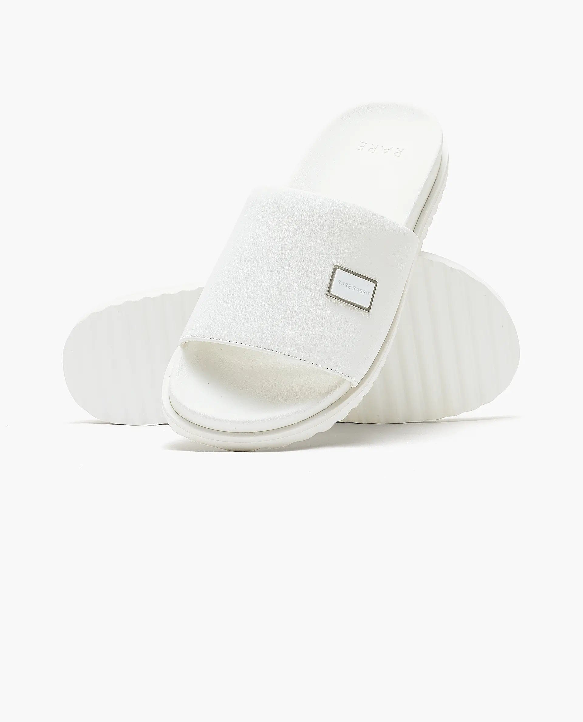 RAREZ Rare Rabbit Men Camden White Slip - On Closure Sandal