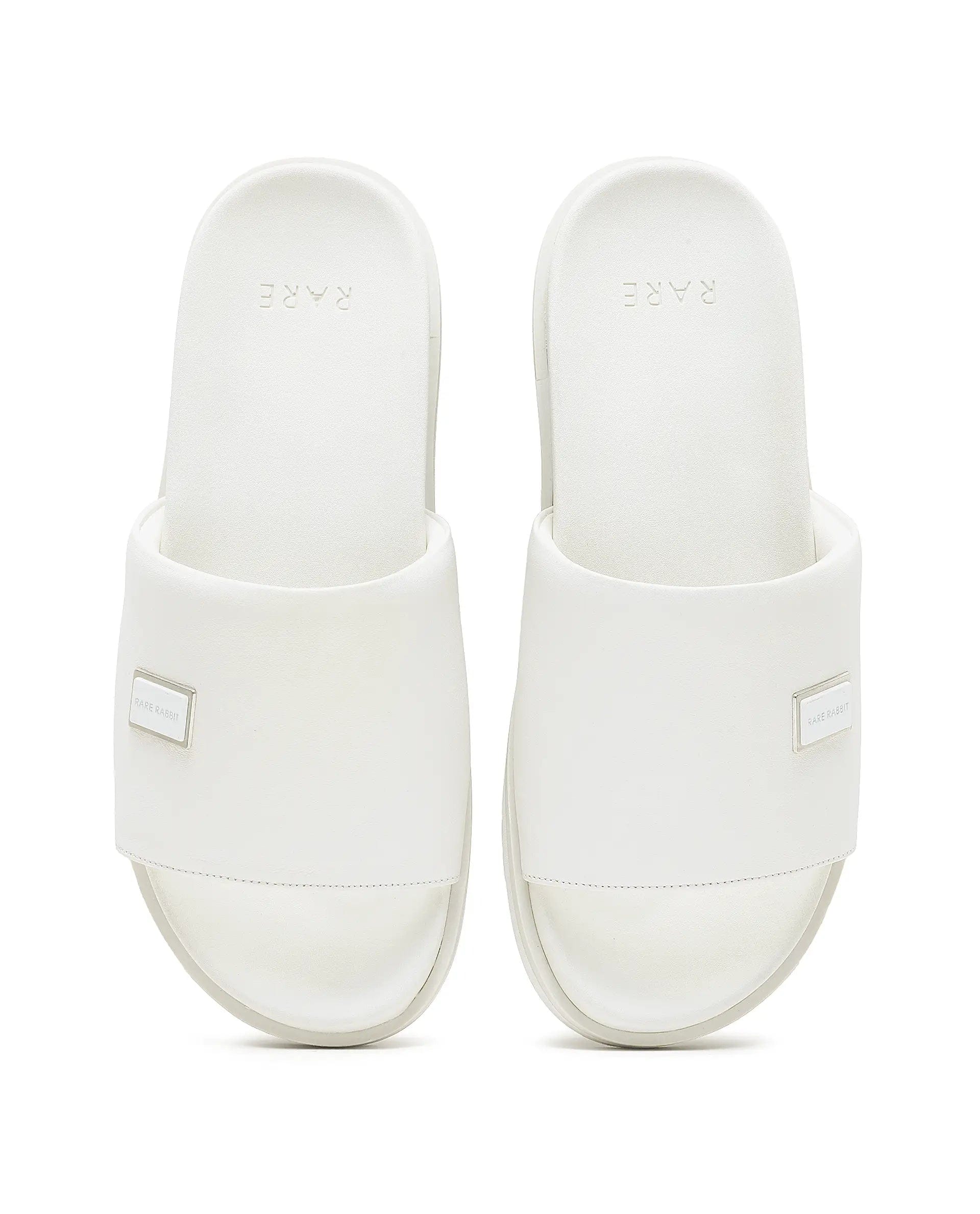 RAREZ Rare Rabbit Men Camden White Slip - On Closure Sandal