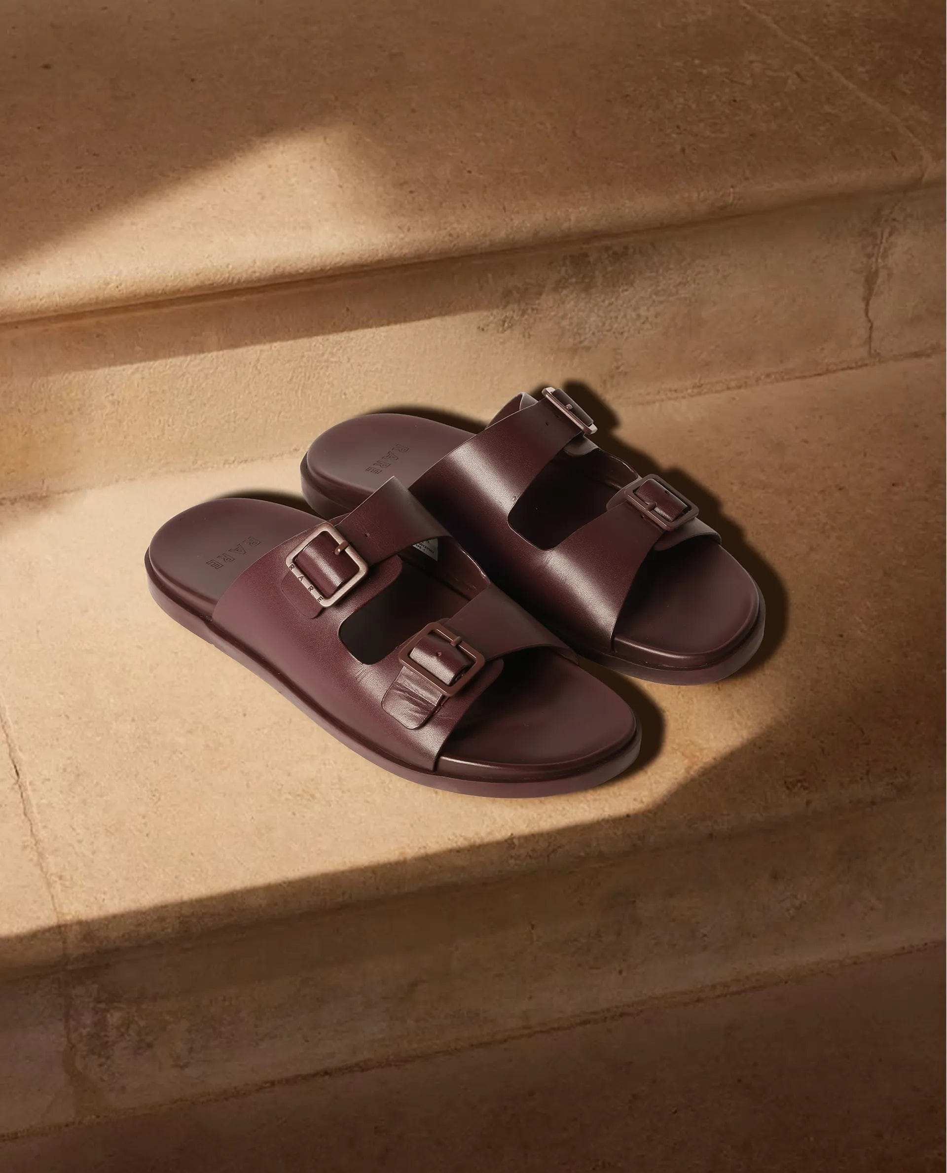 RAREZ Rare Rabbit Men's Raro Bordo Leather Slip - On Closure Sandal