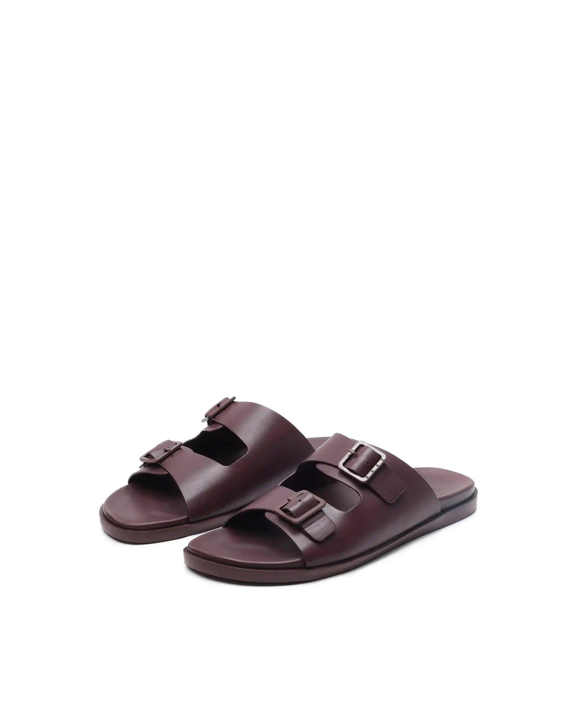 RAREZ Rare Rabbit Men's Raro Bordo Leather Slip - On Closure Sandal