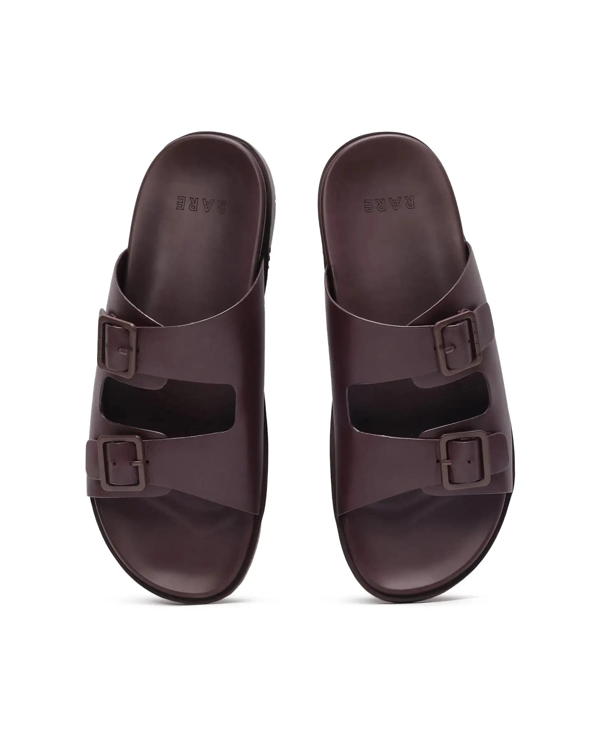 RAREZ Rare Rabbit Men's Raro Bordo Leather Slip - On Closure Sandal