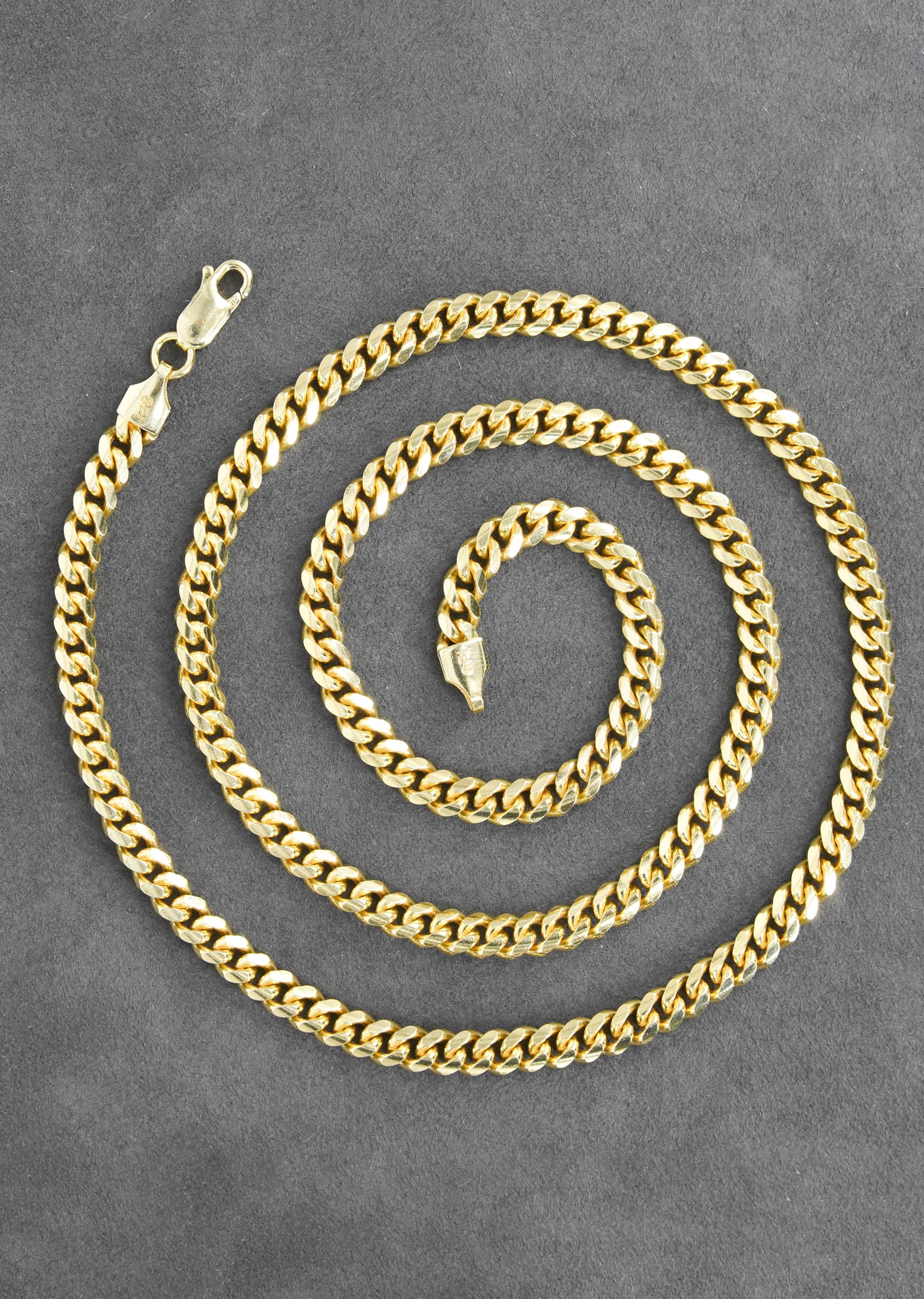 Manufacturer 43 Silver Chain - Mens Gold Chain / Miami Cuban Link Chain / 5 mm