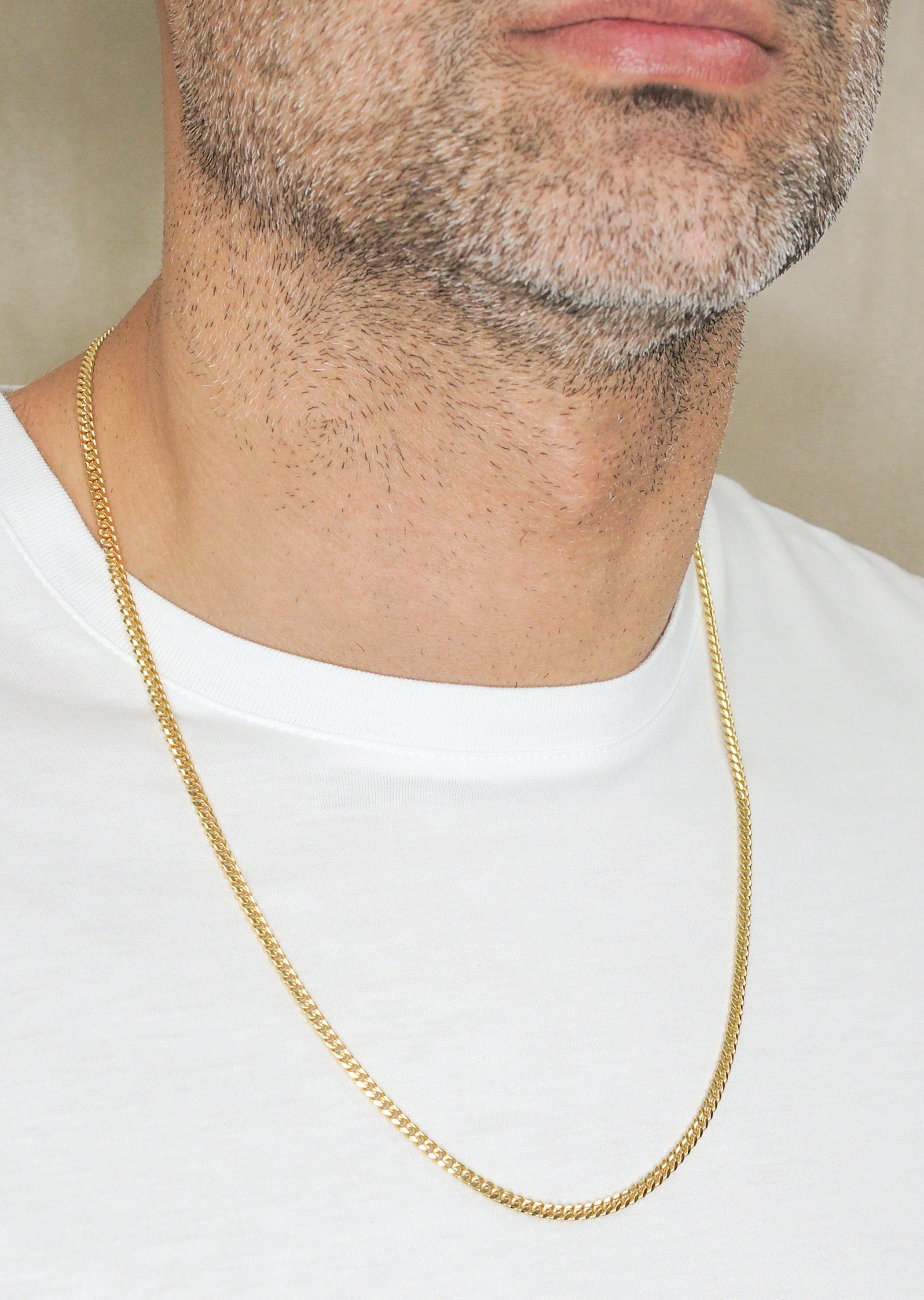 Manufacturer 43 Silver Chain - Mens Gold Chain / Miami Cuban Link Chain / 3.5 mm
