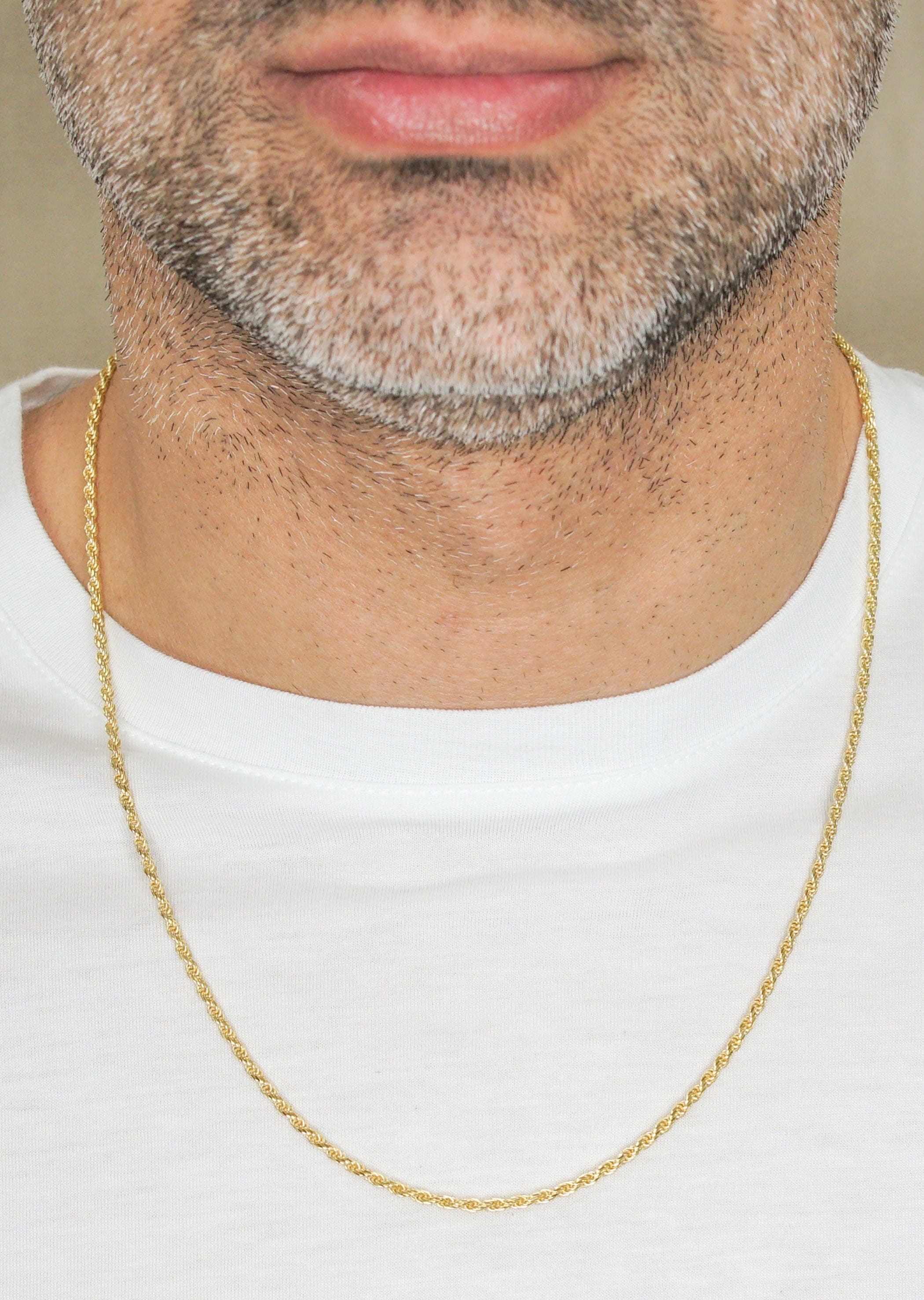 Manufacturer 43 Silver Chain - Mens Gold Chain / Rope Chain / 2.2 mm