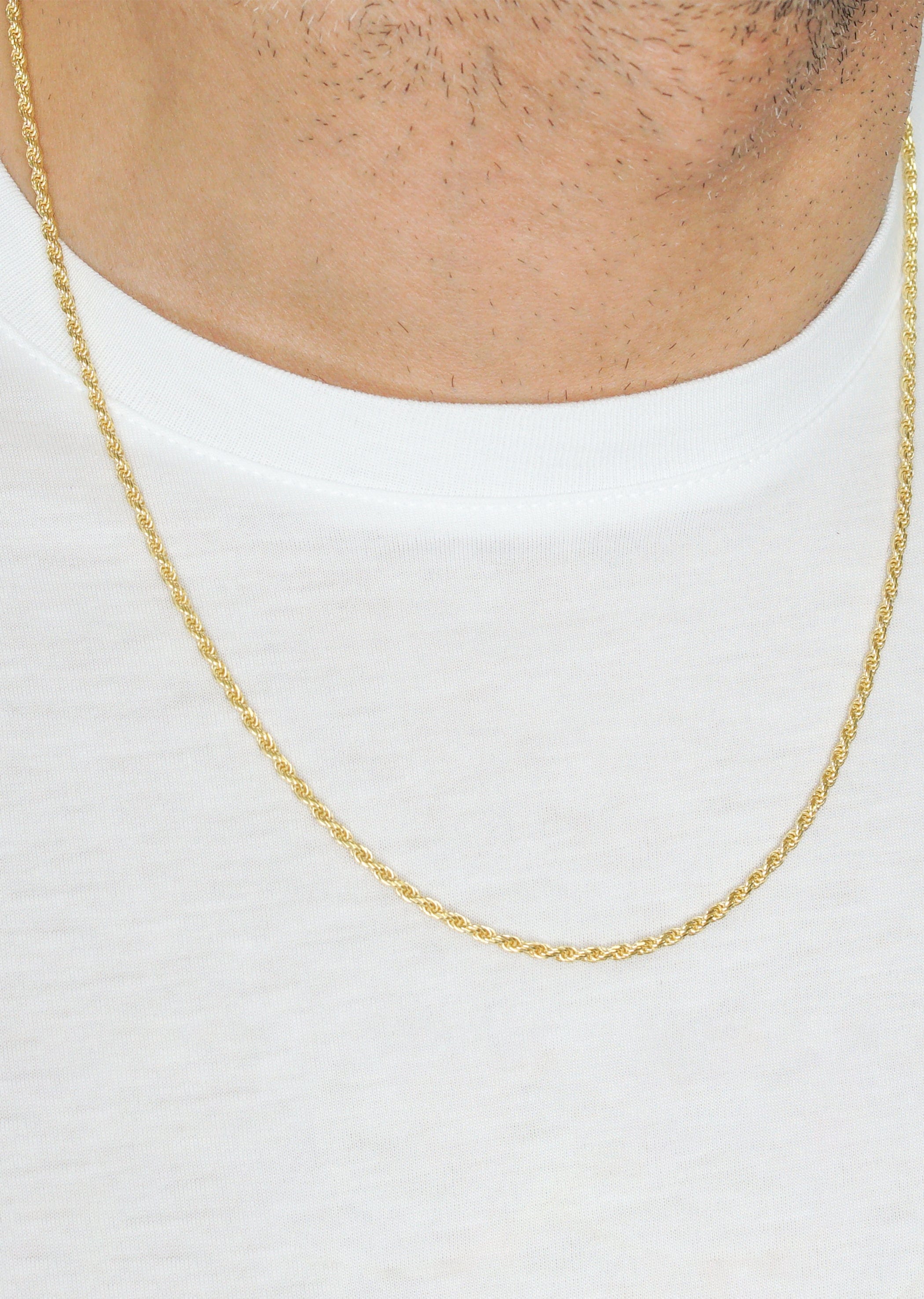 Manufacturer 43 Silver Chain - Mens Gold Chain / Rope Chain / 2.2 mm