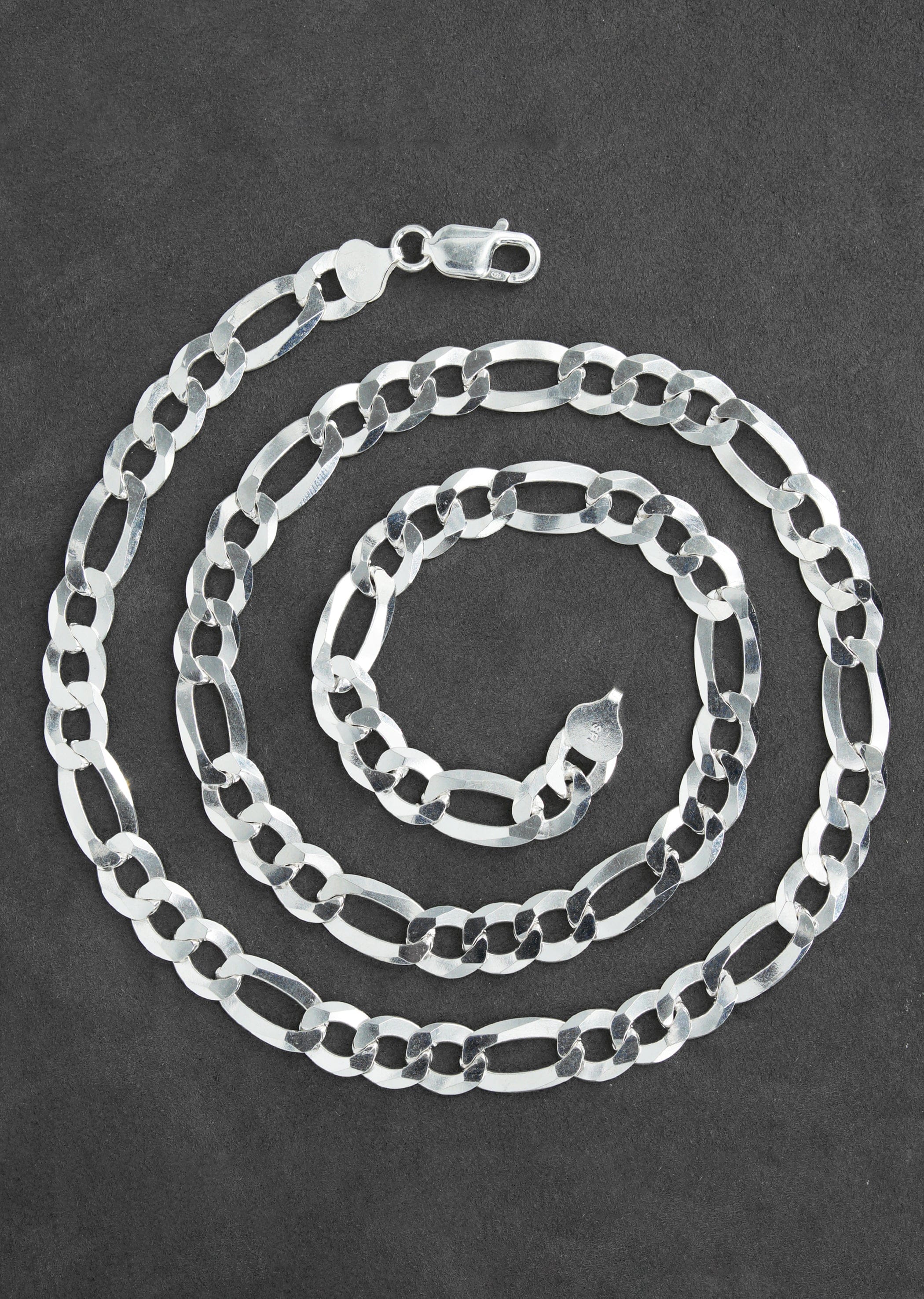 Manufacturer 43 Silver Chain - Mens White Chain / Figaro Chain / 9.5 mm