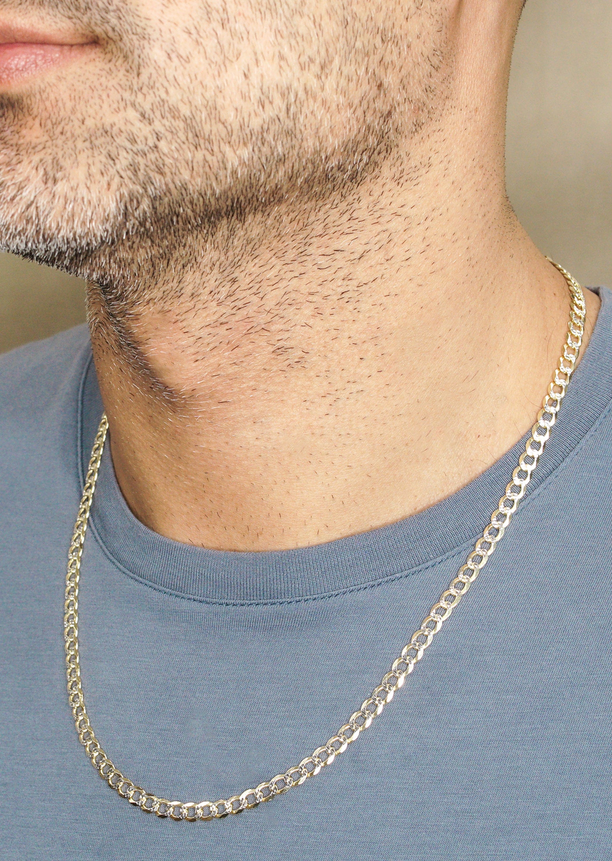 Manufacturer 43 Silver Chain - Mens Gold Chain / Curb Cuban Diamond Cut Chain / 5 mm