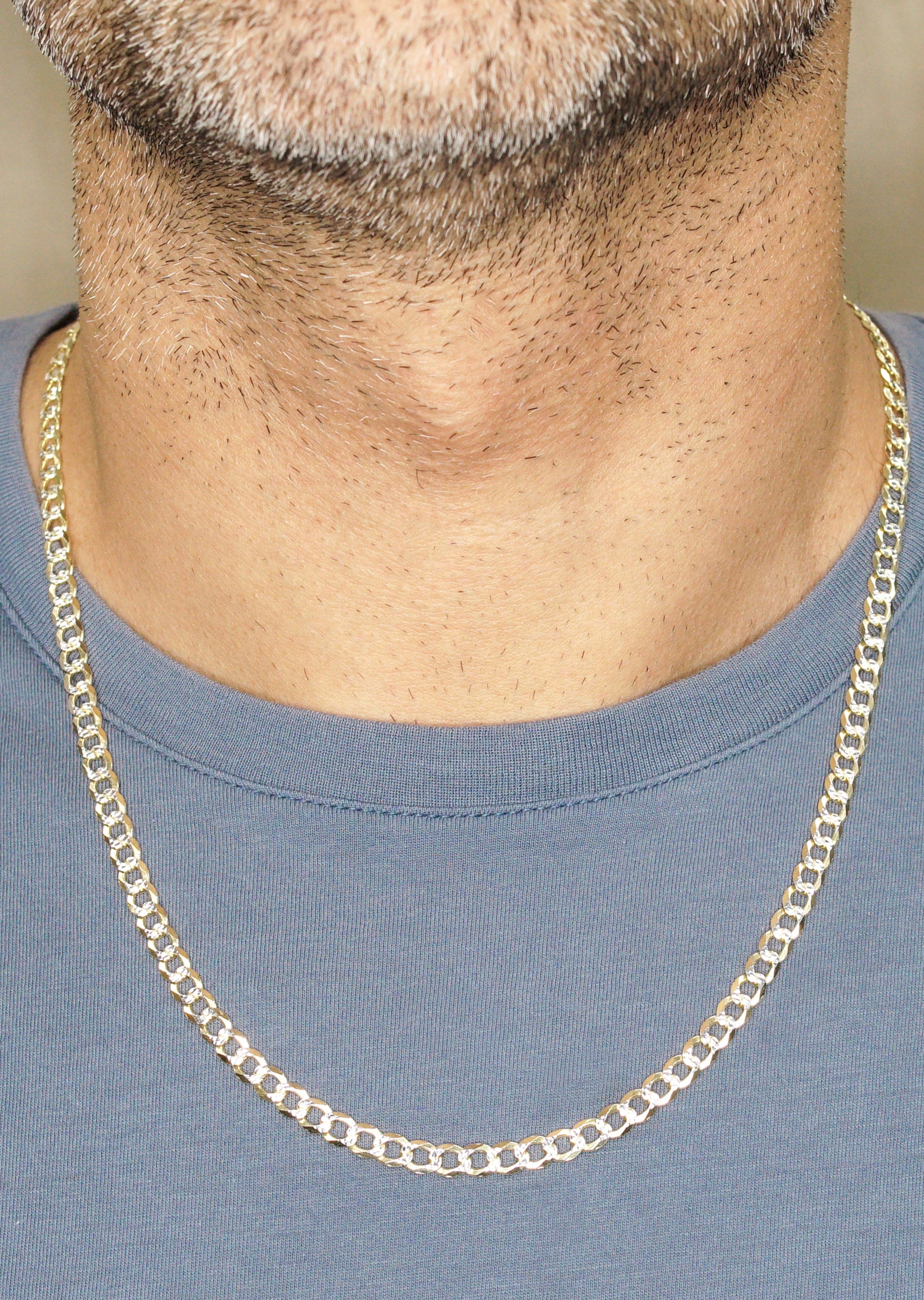 Manufacturer 43 Silver Chain - Mens Gold Chain / Curb Cuban Diamond Cut Chain / 5 mm