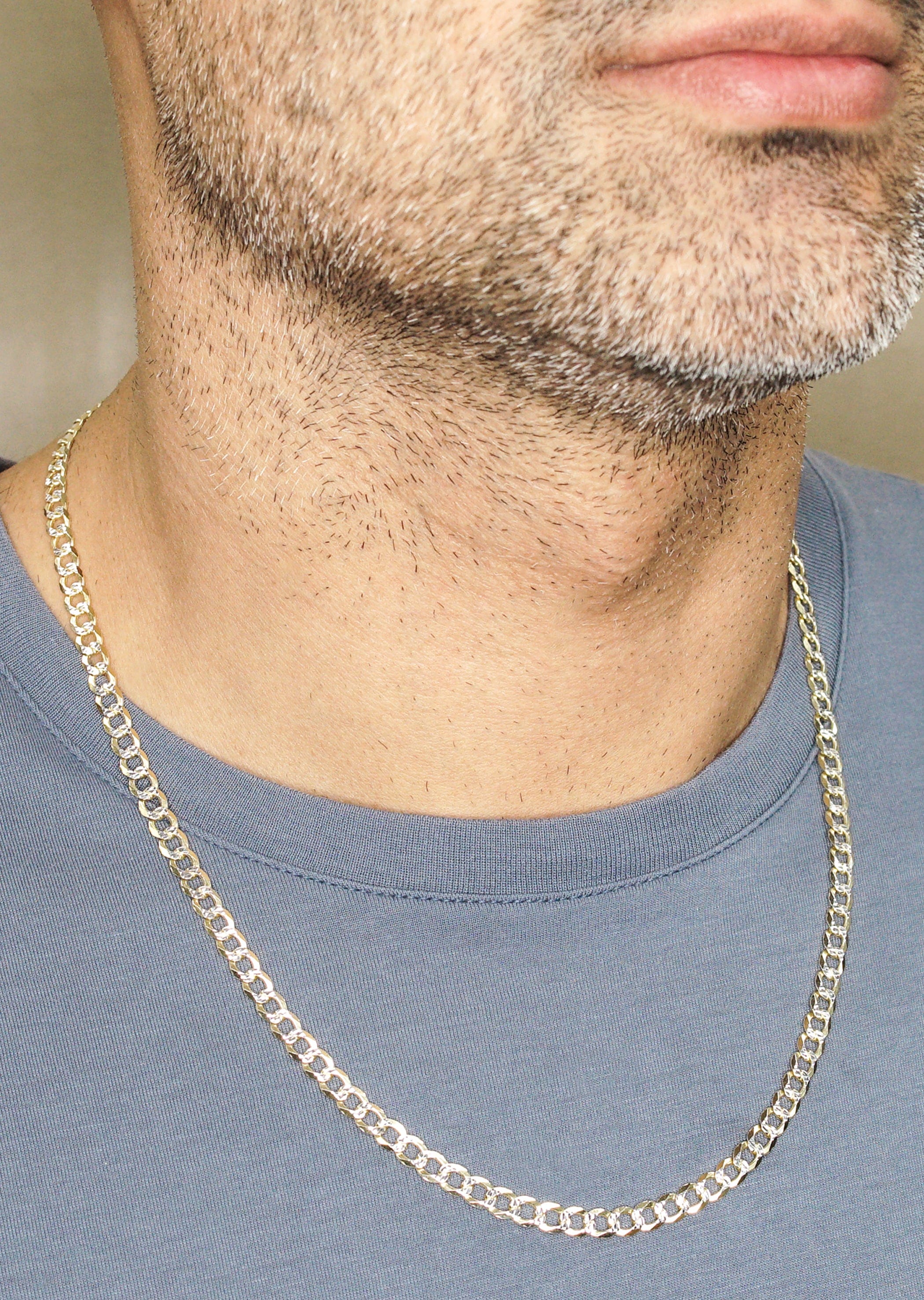 Manufacturer 43 Silver Chain - Mens Gold Chain / Curb Cuban Diamond Cut Chain / 5 mm