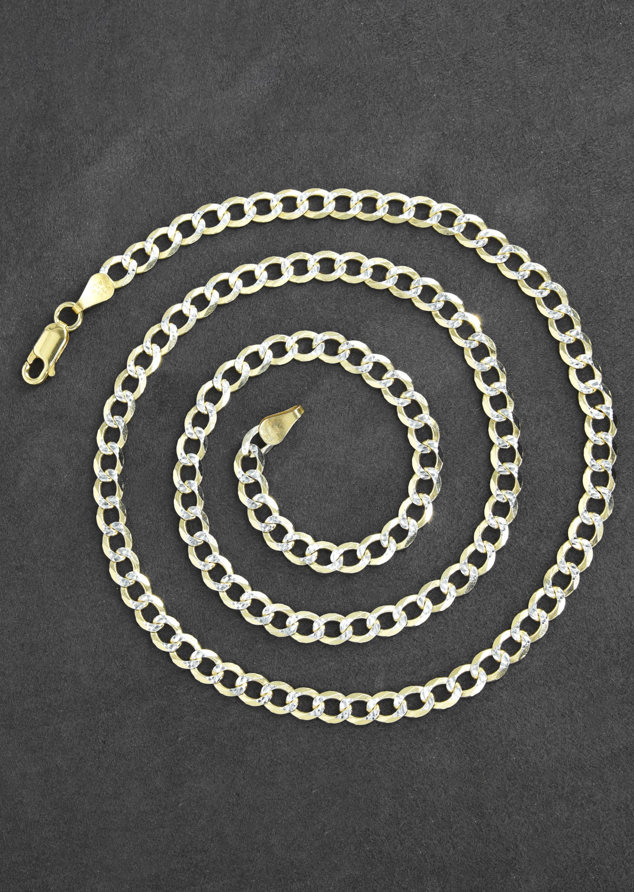 Manufacturer 43 Silver Chain - Mens Gold Chain / Curb Cuban Diamond Cut Chain / 5 mm