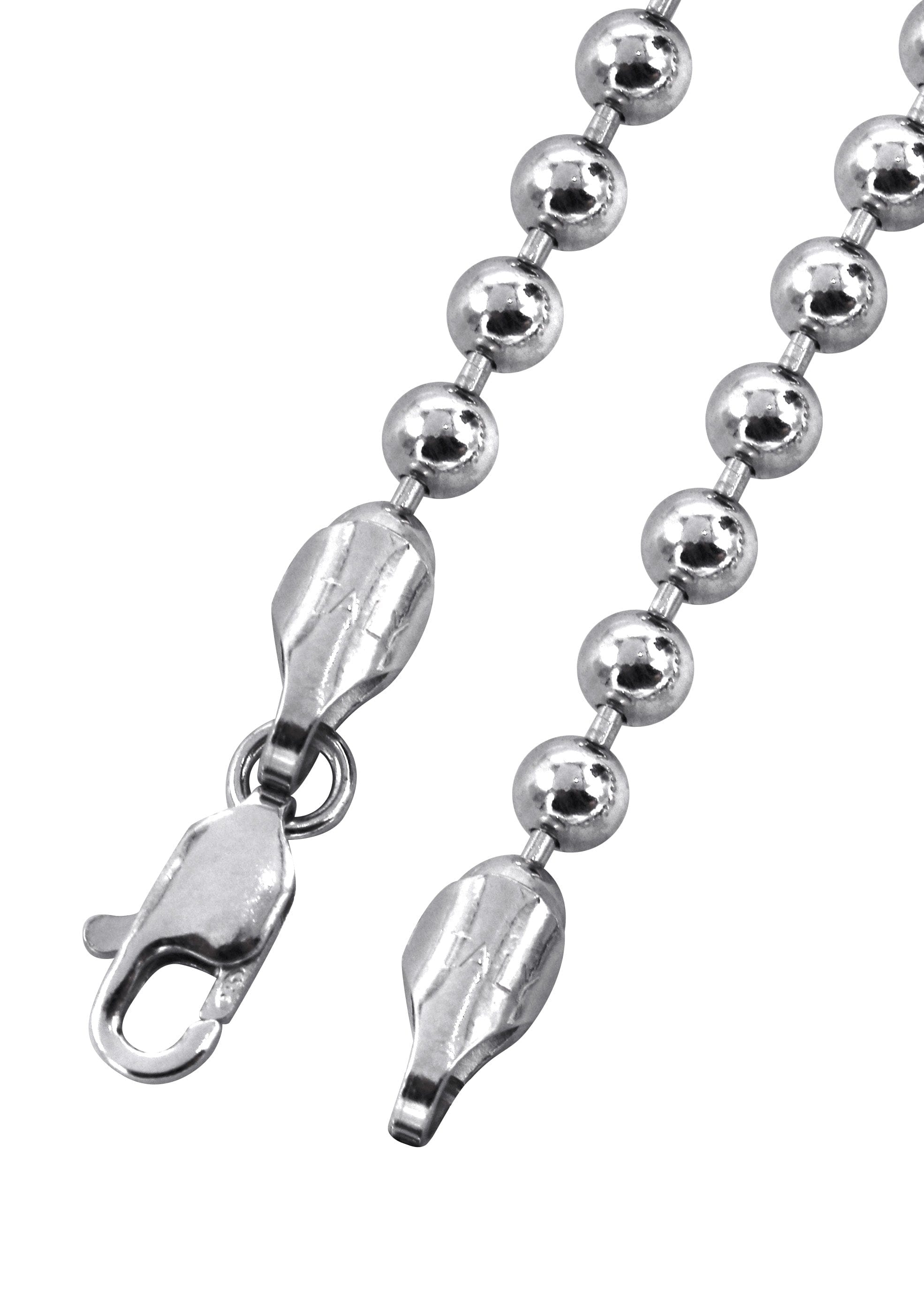 Manufacturer 43 Silver Chain - Mens White Chain Ball/Bead Chain