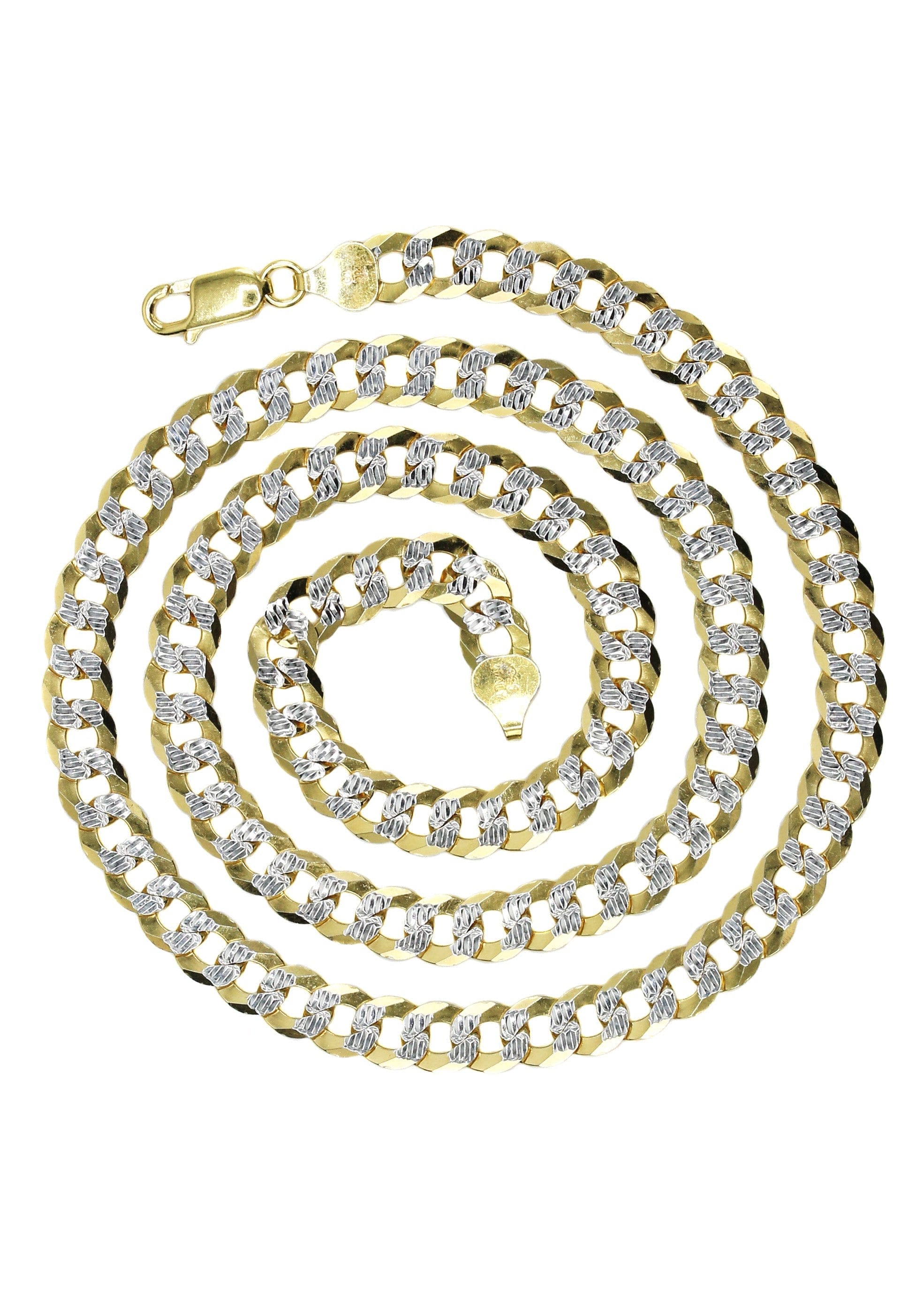 Manufacturer 43 Silver Chain - Mens Gold Chain / Curb Cuban Diamond Cut Chain