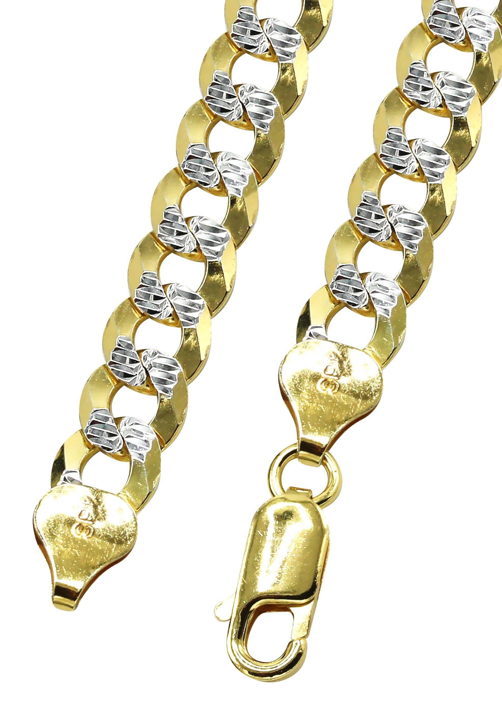 Manufacturer 43 Silver Chain - Mens Gold Chain / Curb Cuban Diamond Cut Chain