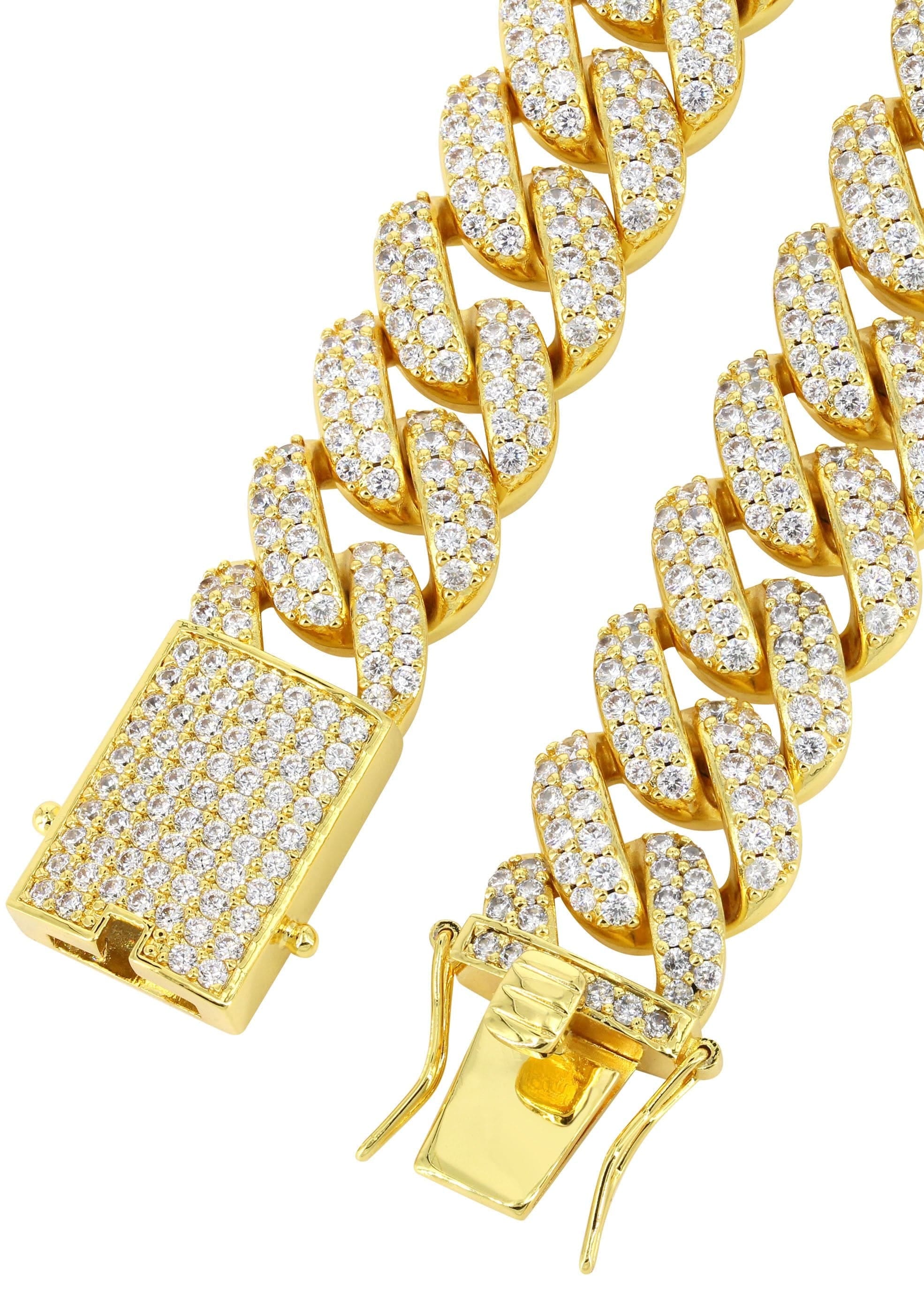 Manufacturer 31 Gold Plated Mens Chain Iced Out Miami Cuban Link