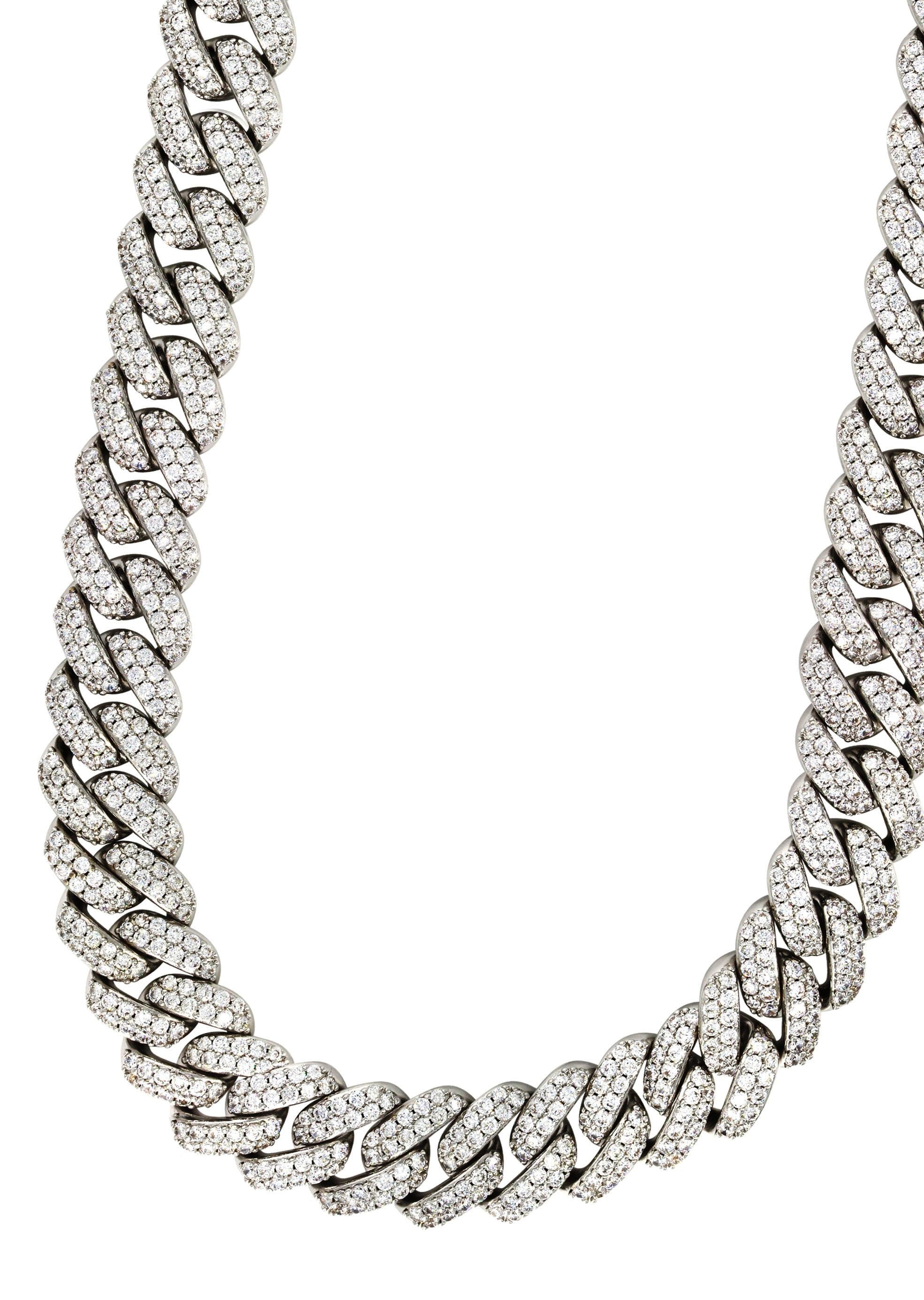 Manufacturer 31 White Gold Plated Mens Iced Out Miami Cuban Link Chain