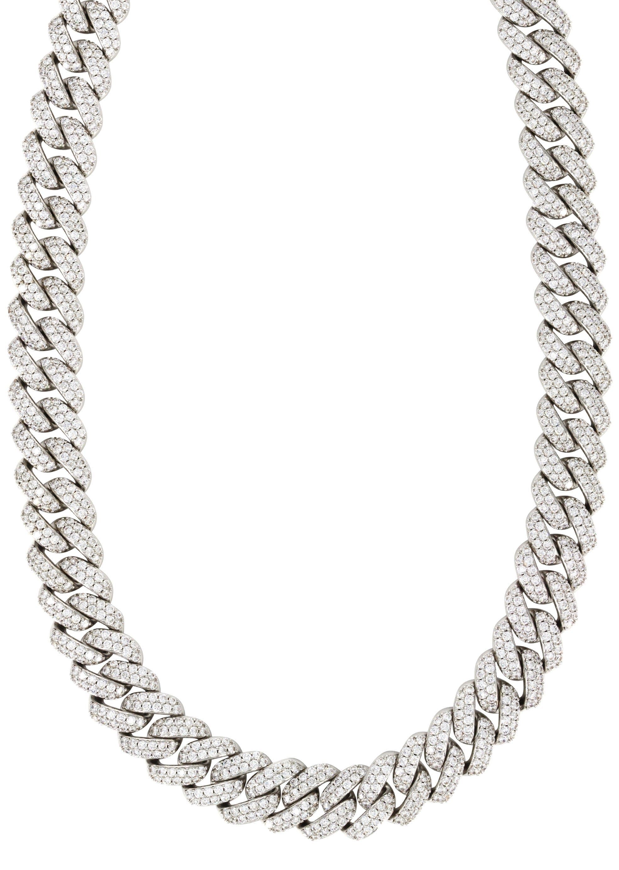 Manufacturer 31 White Gold Plated Mens Iced Out Miami Cuban Link Chain