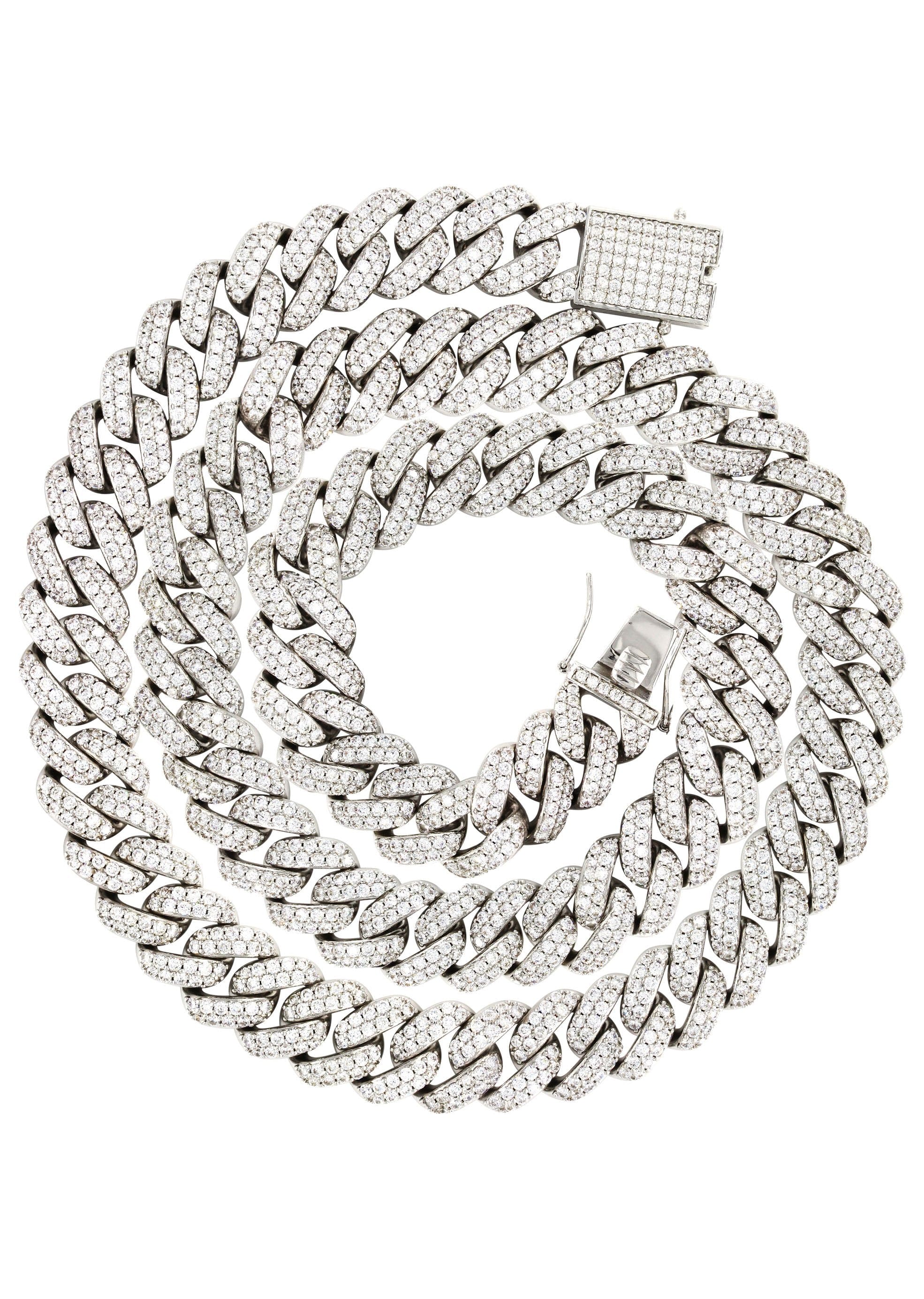 Manufacturer 31 White Gold Plated Mens Iced Out Miami Cuban Link Chain