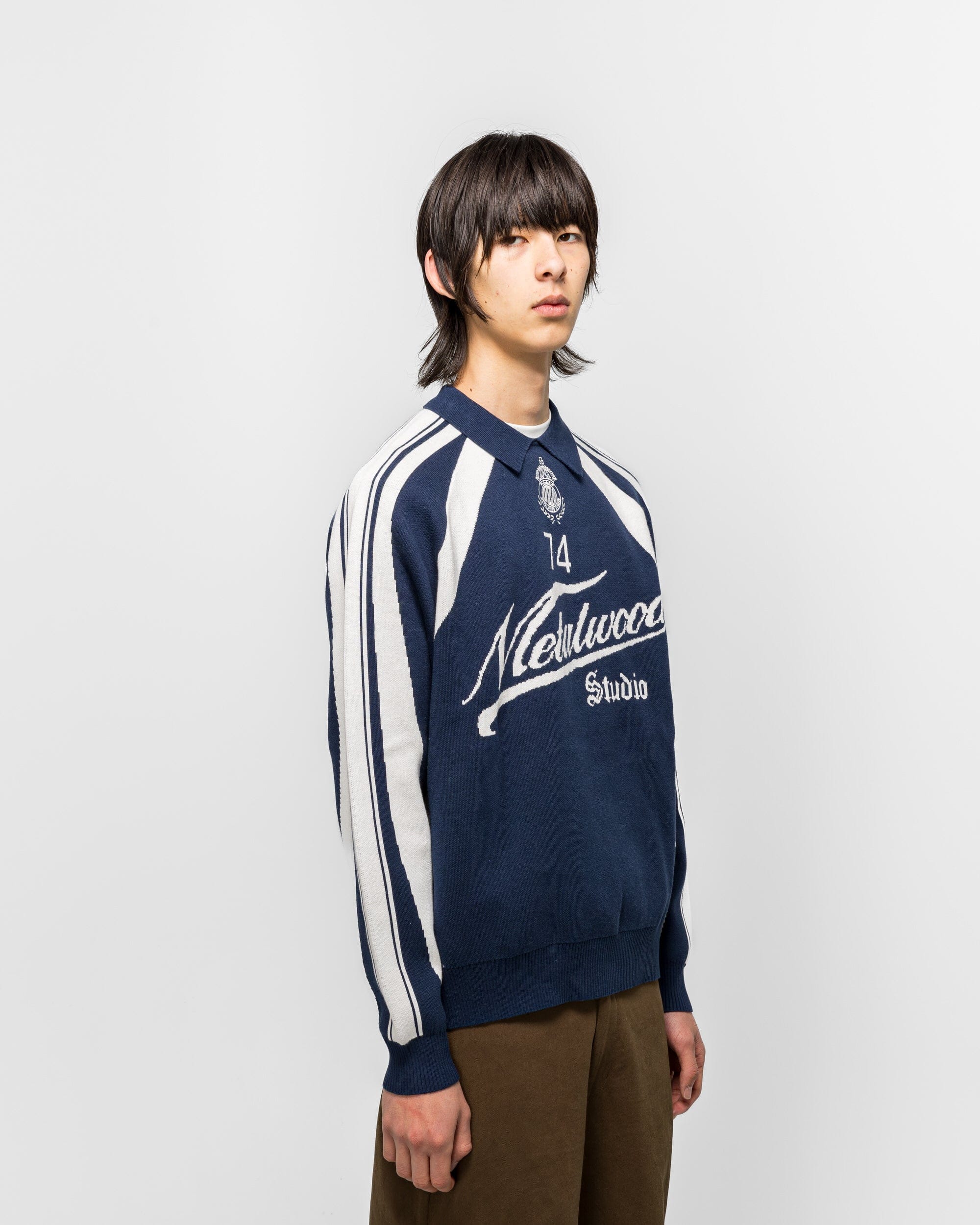 Metalwood Knit Football Top - Navy