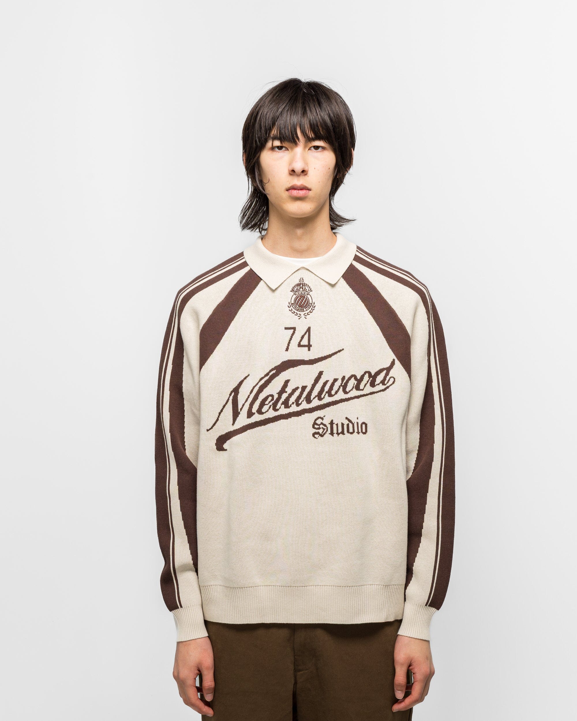 Metalwood Knit Football Top - Cream