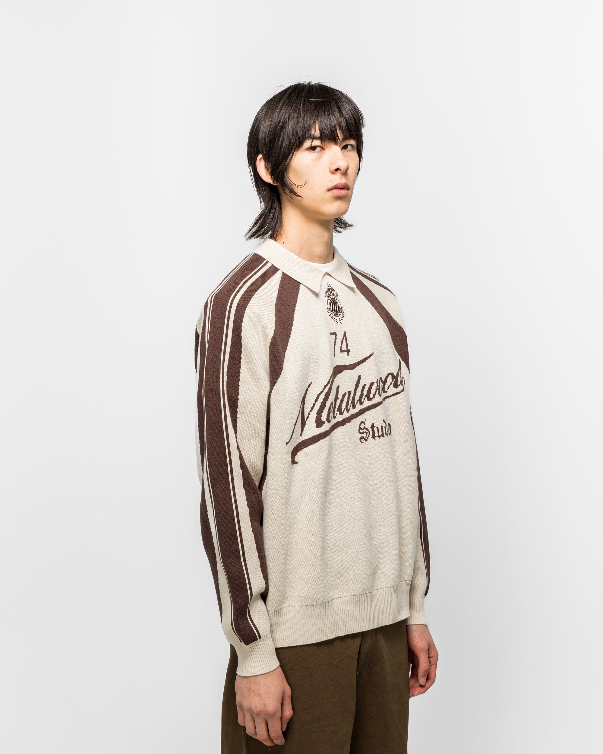 Metalwood Knit Football Top - Cream