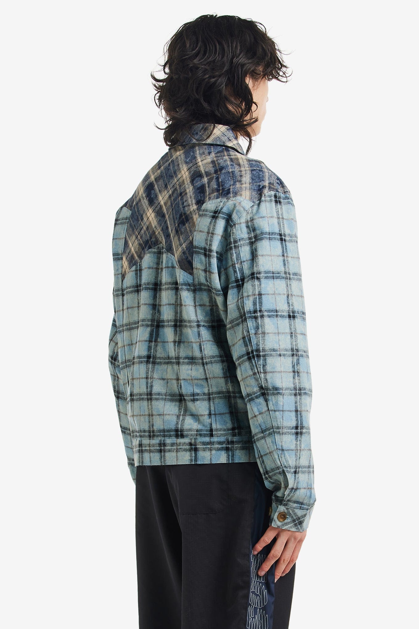 Nostasy WASHED TARTAN TRUCKER SHIRT JACKET