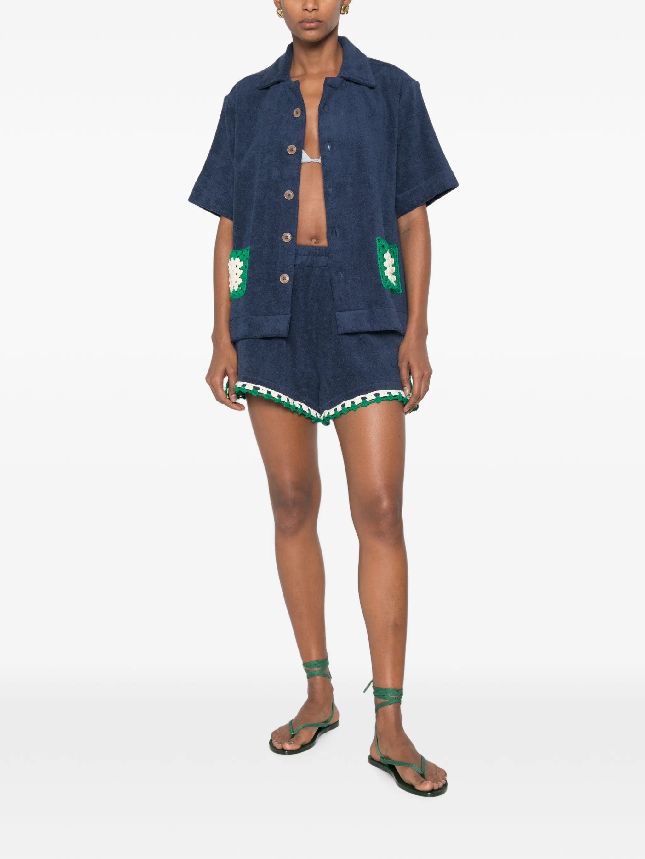TERRY Puesto Estate crochet - trim shorts