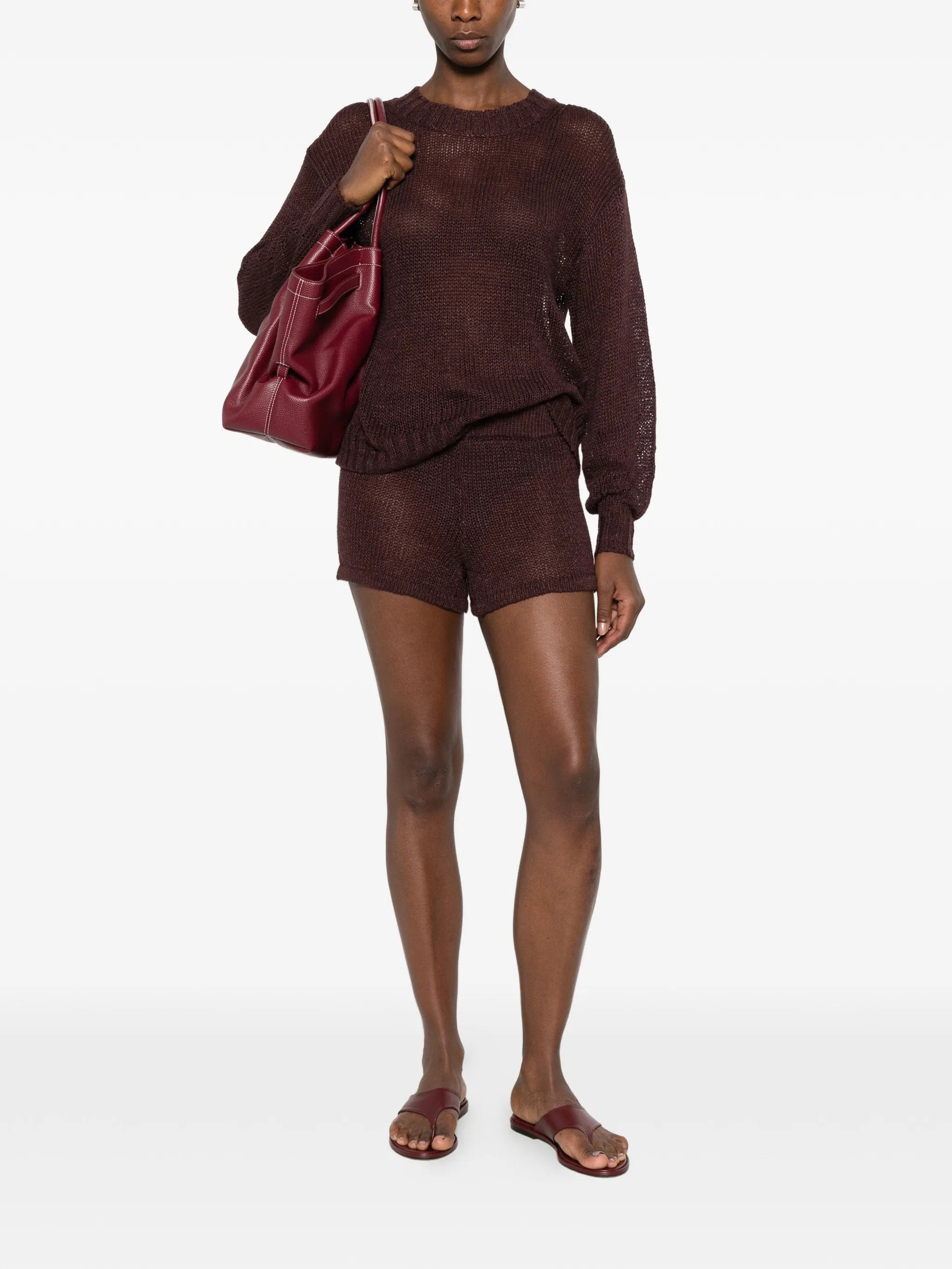 Enza Costa linen open knit shorts