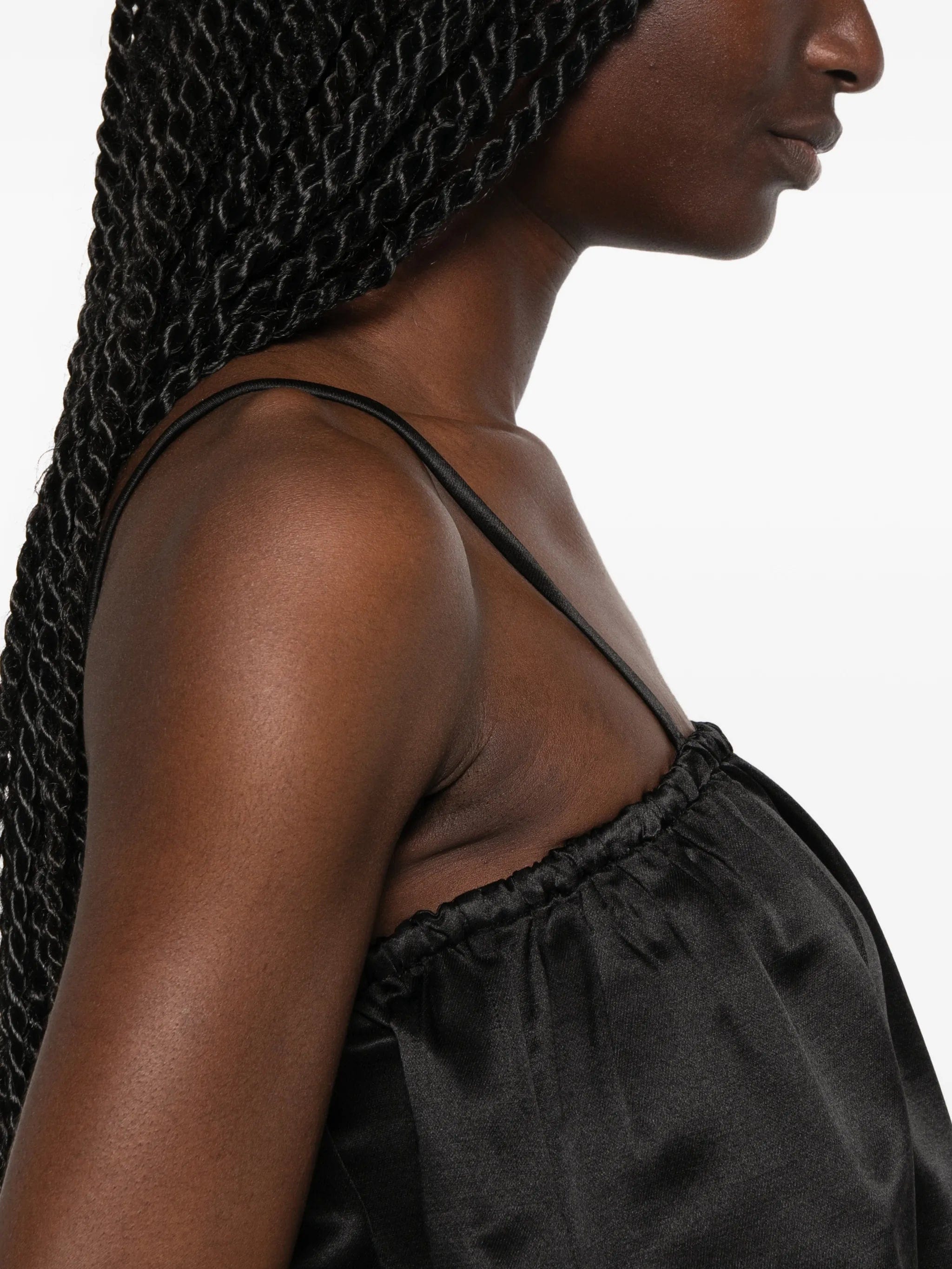 Soft Goat gathered spaghetti - strap blouse