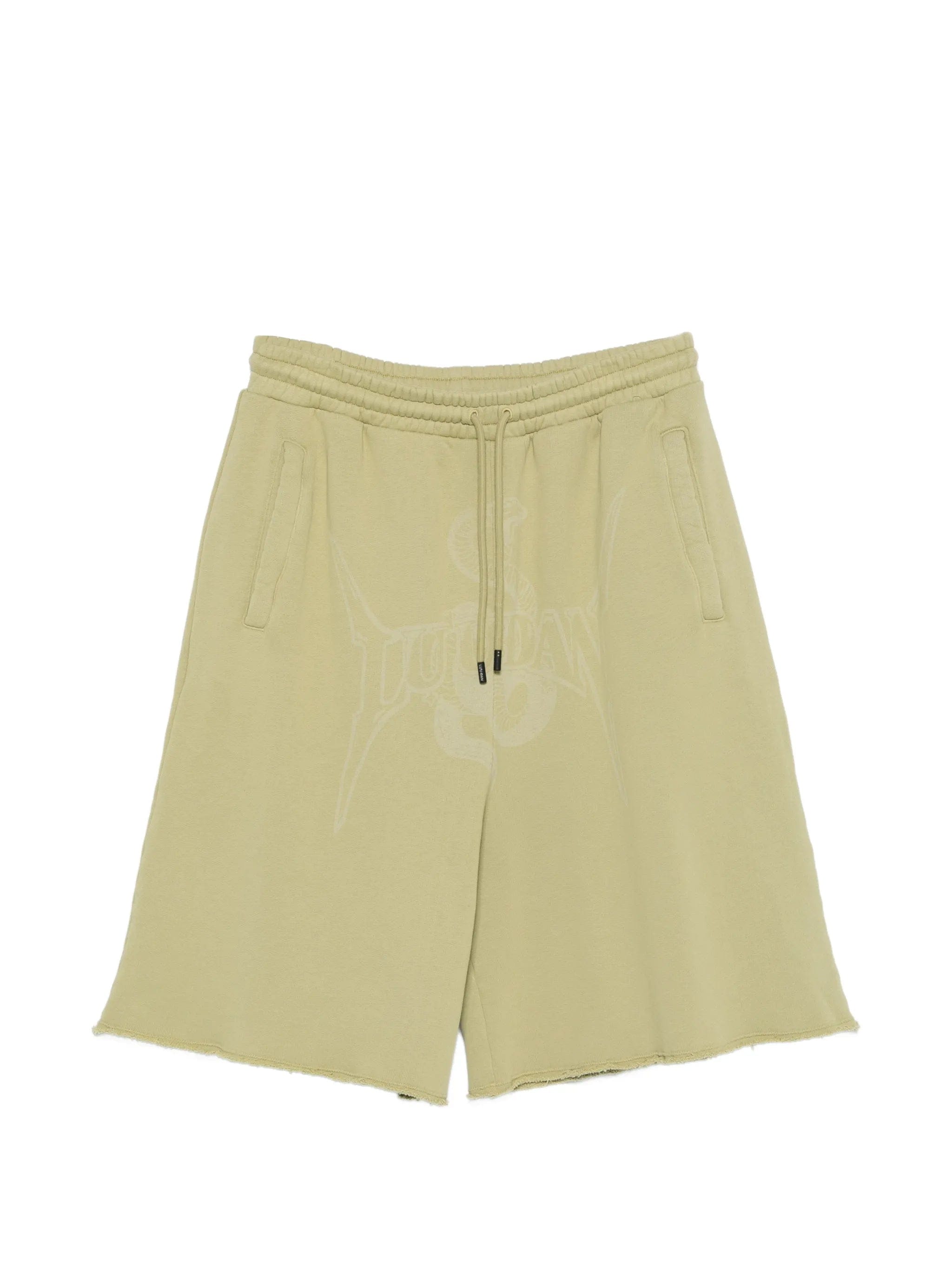 LỰU ĐẠN graphic raw - hem shorts