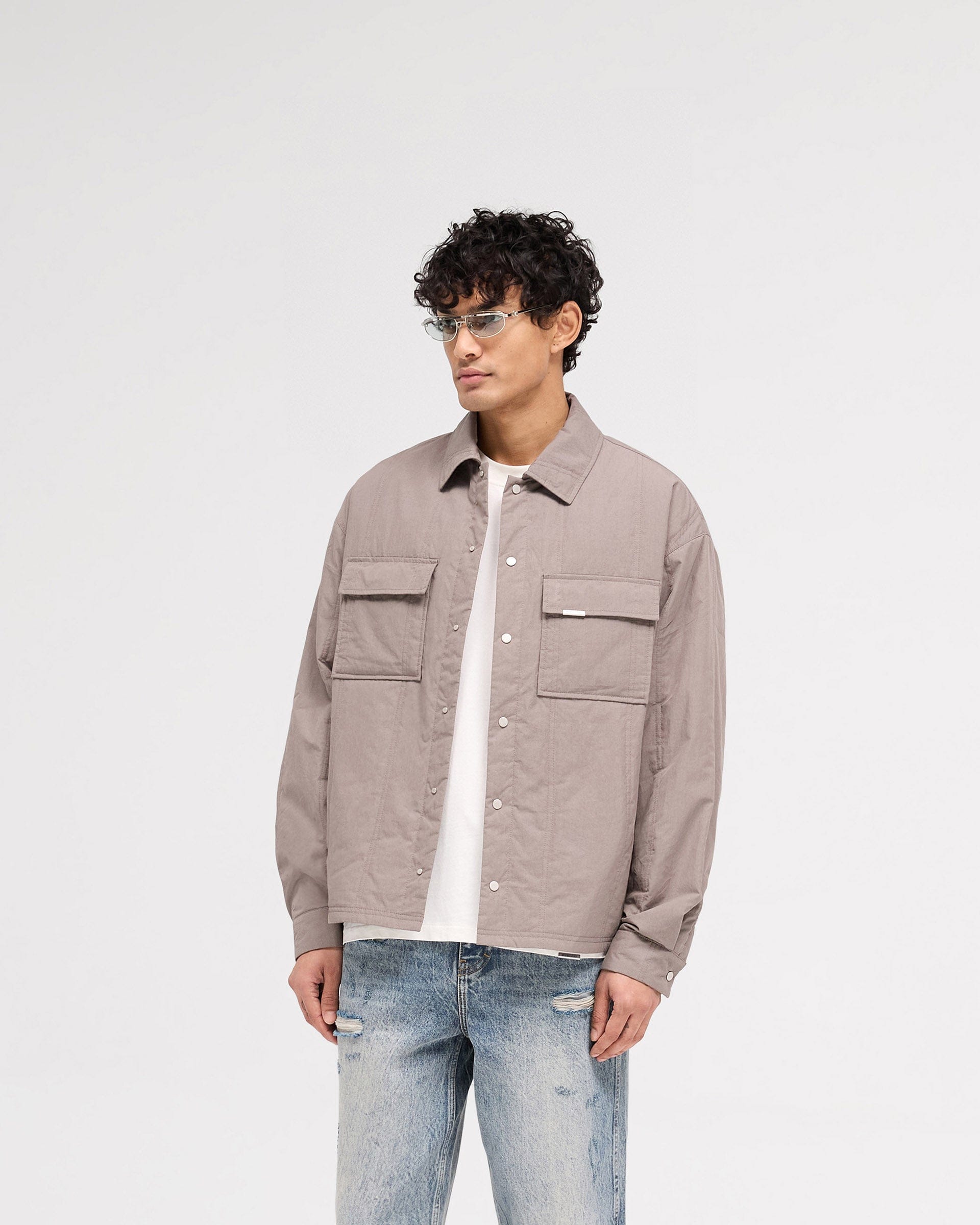 SS25 Quilted Overshirt - Mid Grey