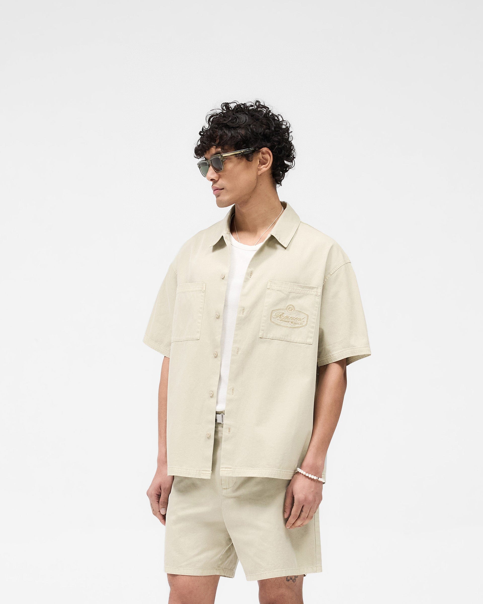 SS25 Short Sleeve Cotton Overshirt - Beige