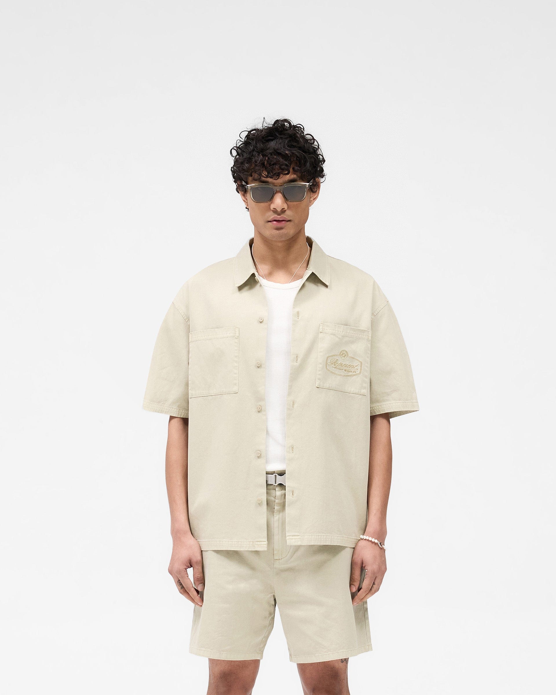 SS25 Short Sleeve Cotton Overshirt - Beige