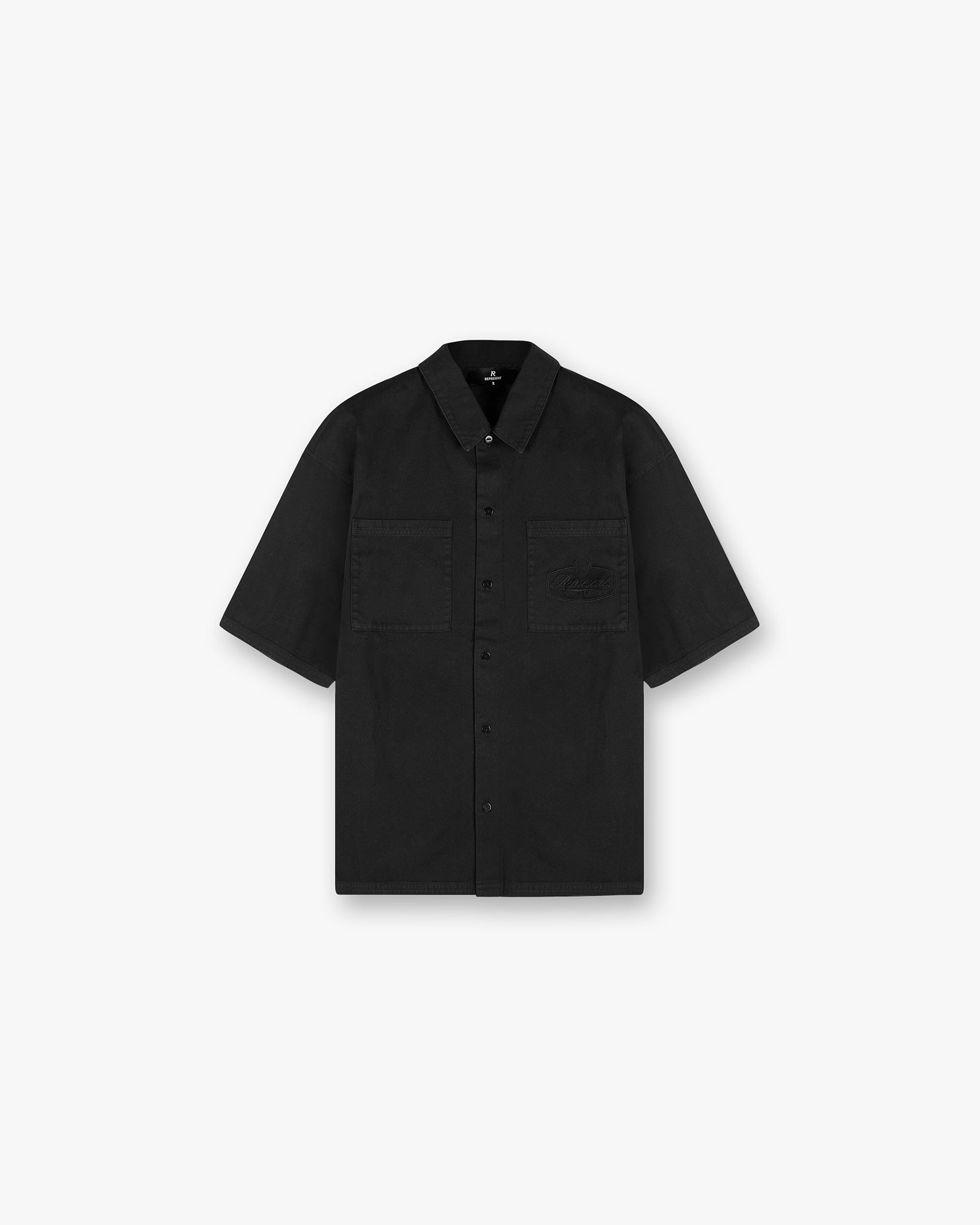 SS25 Short Sleeve Cotton Overshirt - Washed Black
