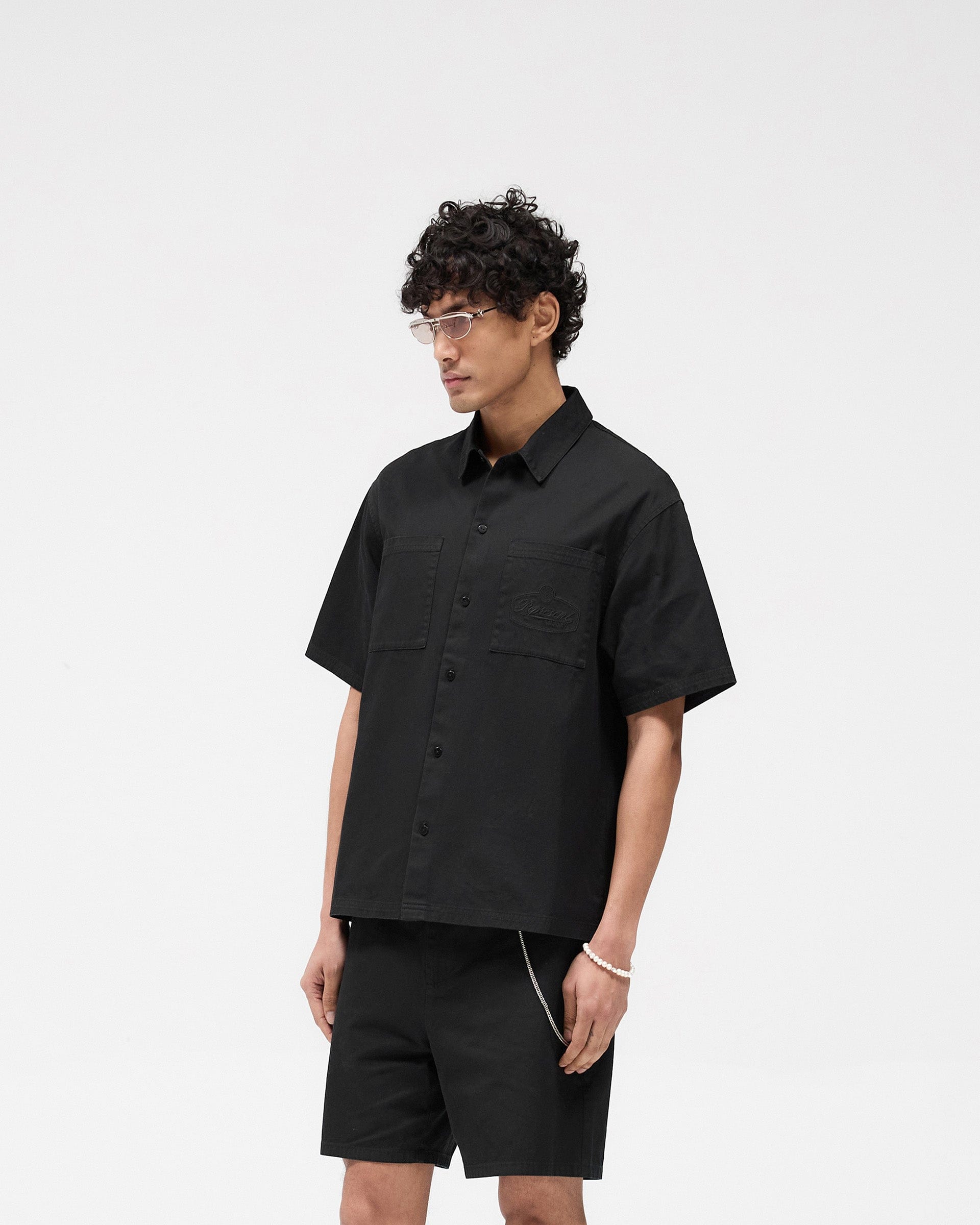 SS25 Short Sleeve Cotton Overshirt - Washed Black