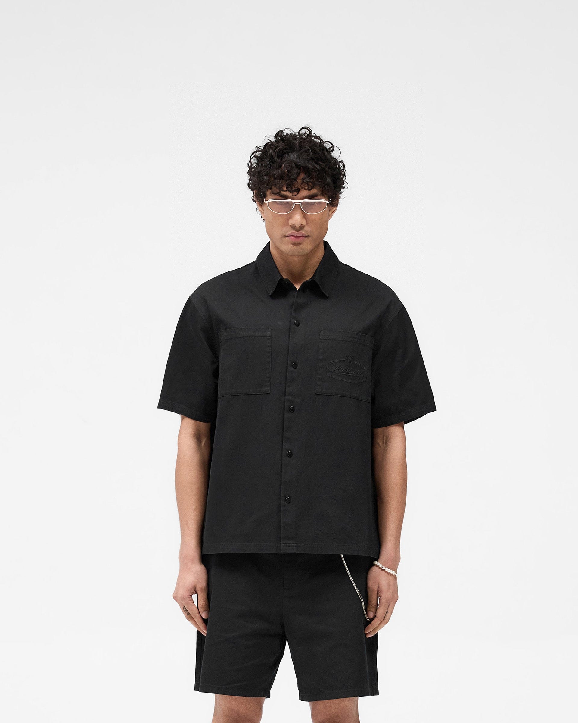SS25 Short Sleeve Cotton Overshirt - Washed Black