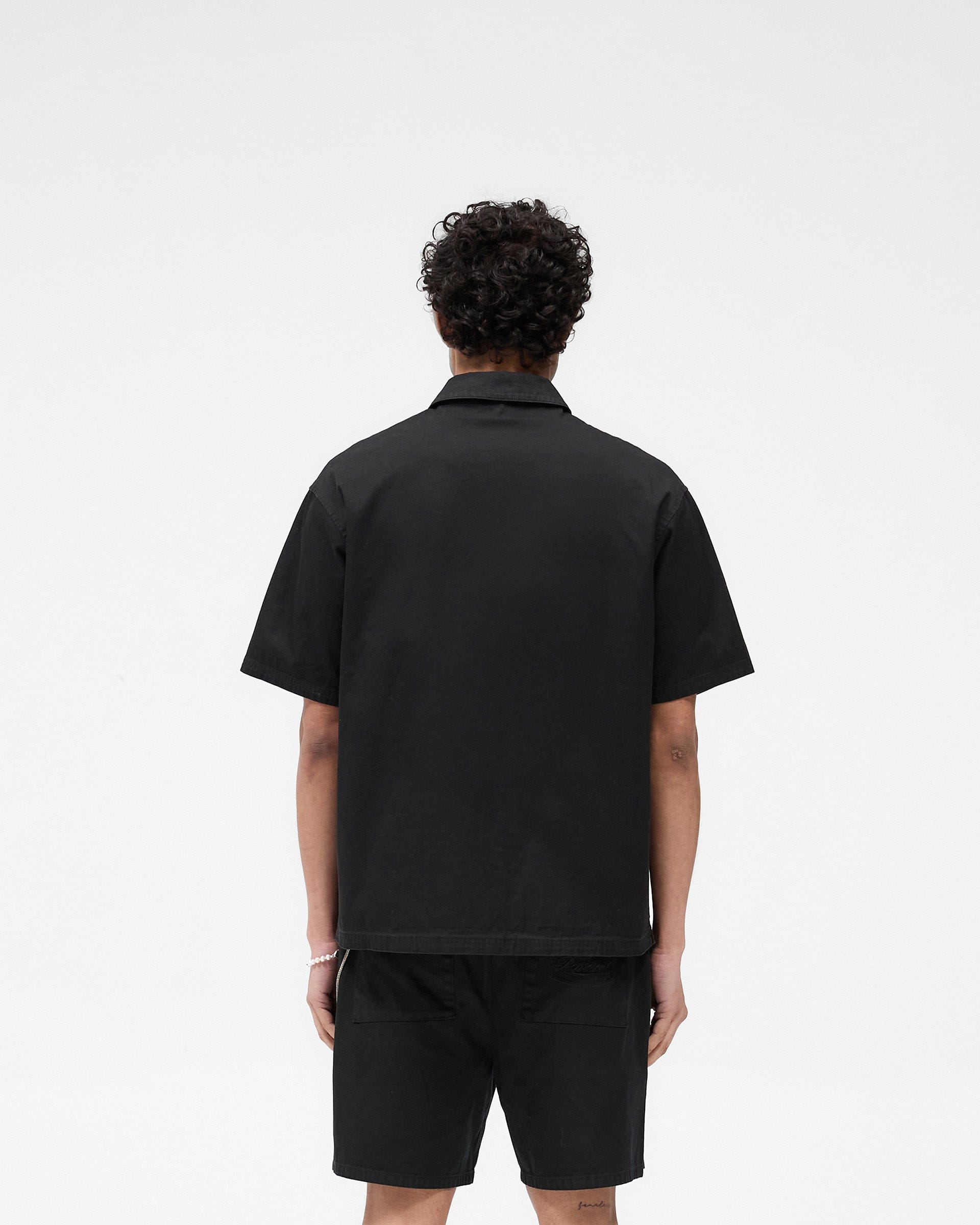 SS25 Short Sleeve Cotton Overshirt - Washed Black