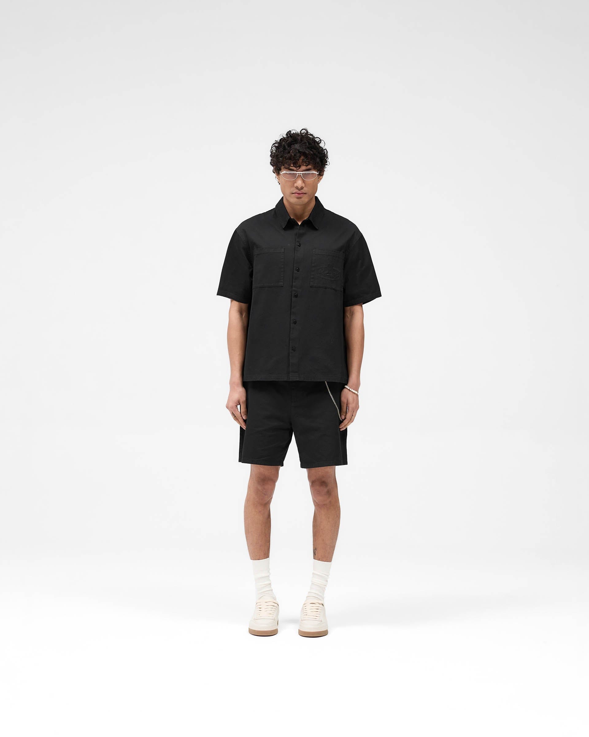 SS25 Short Sleeve Cotton Overshirt - Washed Black