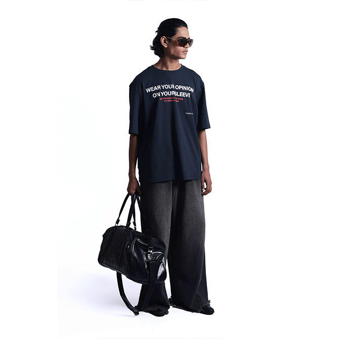 Blue Wear your opinion' T - shirt (Navy blue)