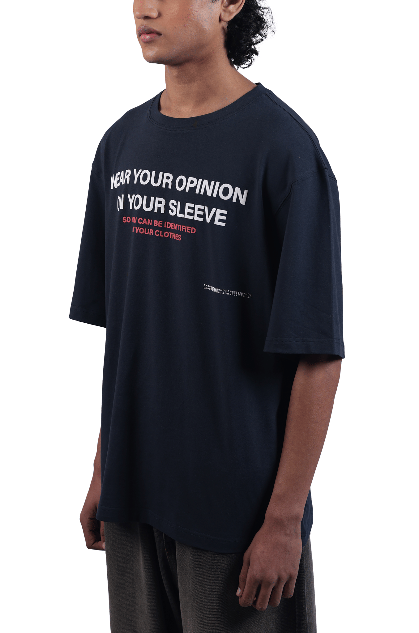 Blue Wear your opinion' T - shirt (Navy blue)