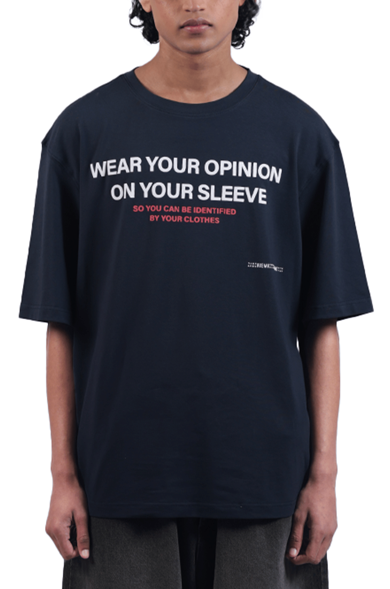 Blue Wear your opinion' T - shirt (Navy blue)