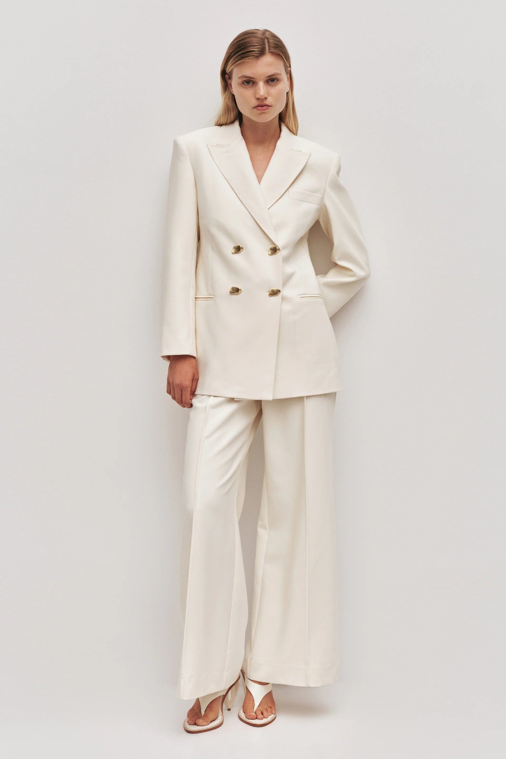 Aje Vortex Double Breasted Blazer in Cream