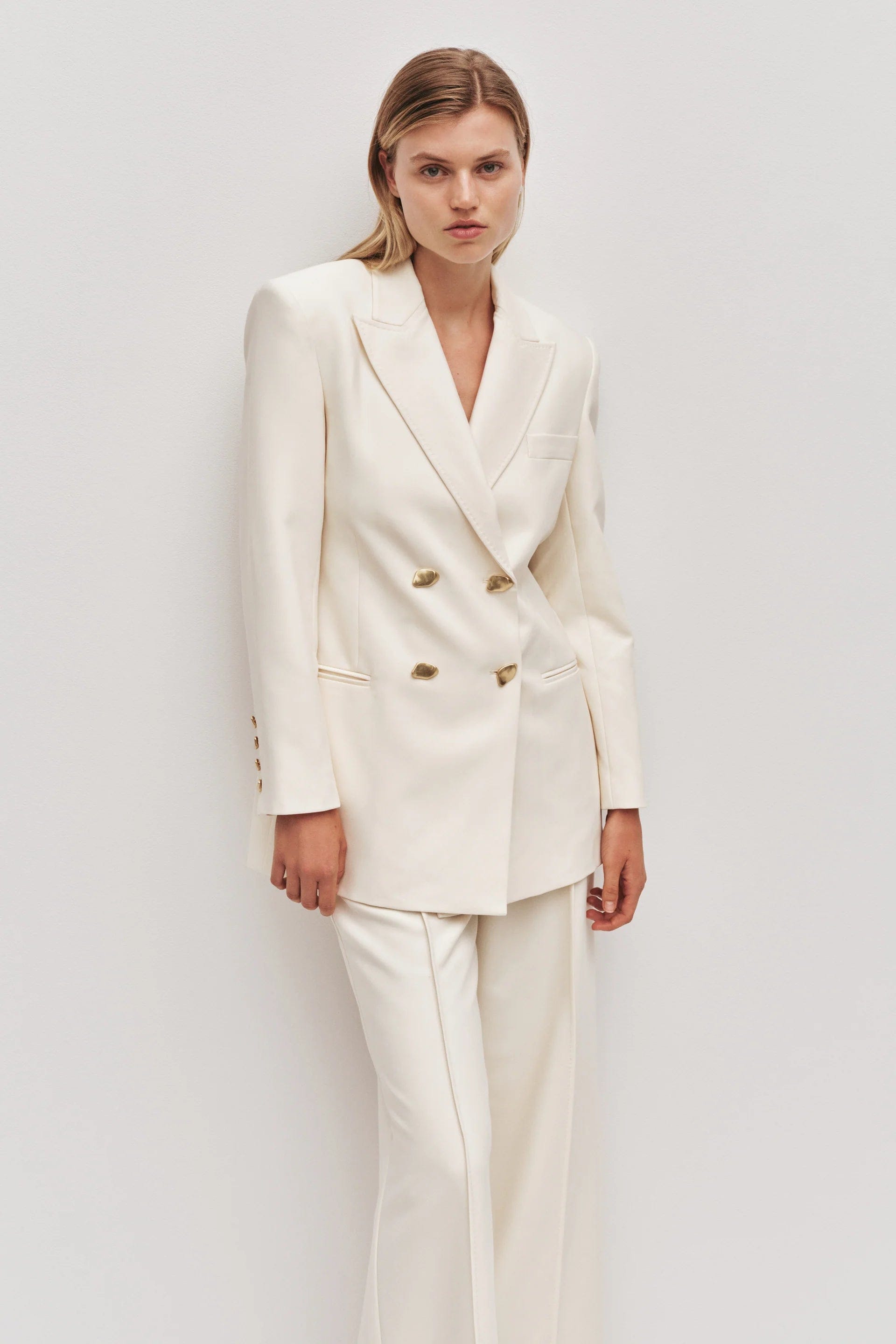 Aje Vortex Double Breasted Blazer in Cream