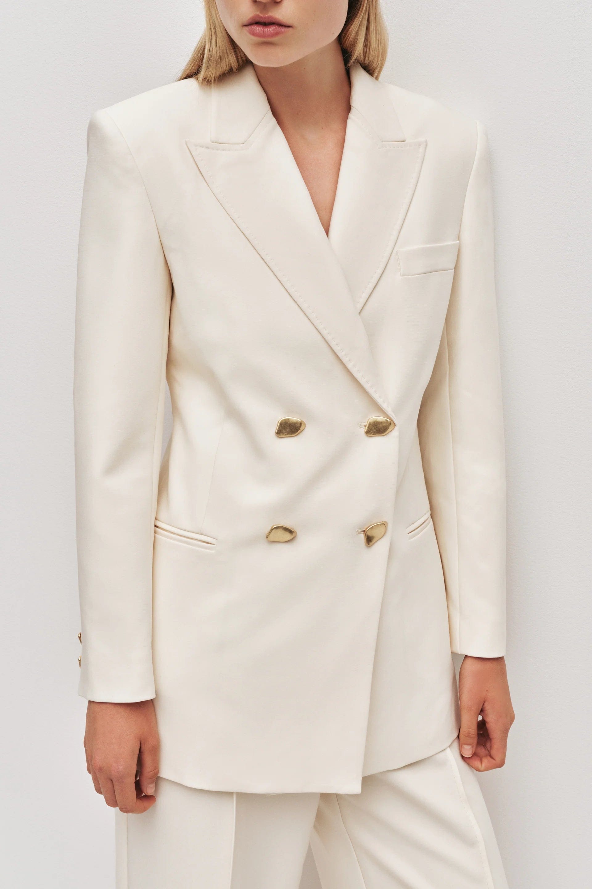 Aje Vortex Double Breasted Blazer in Cream